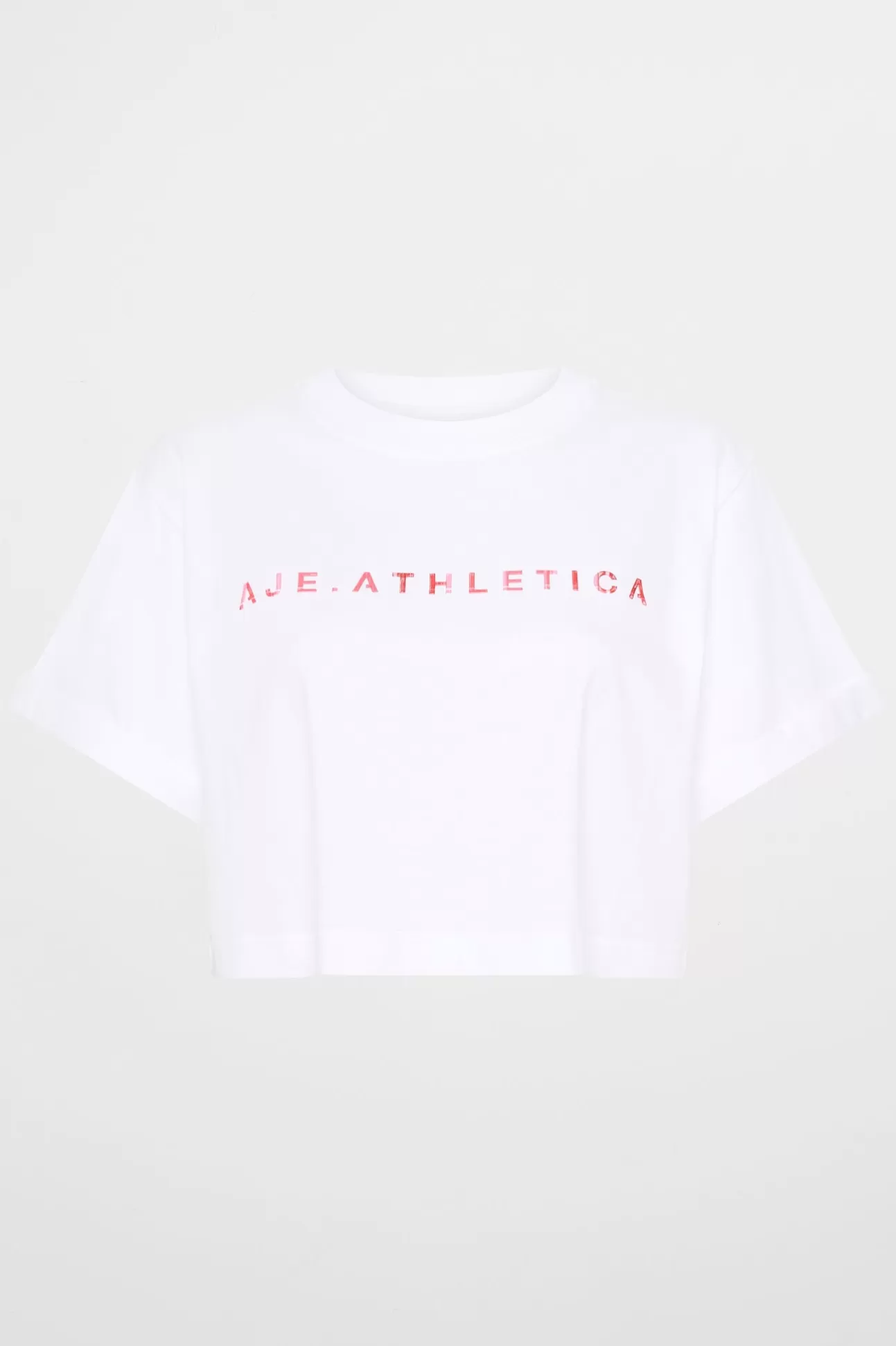 Aje ATHLETICA Cropped Tee 105 White Blurred Pink Check Online