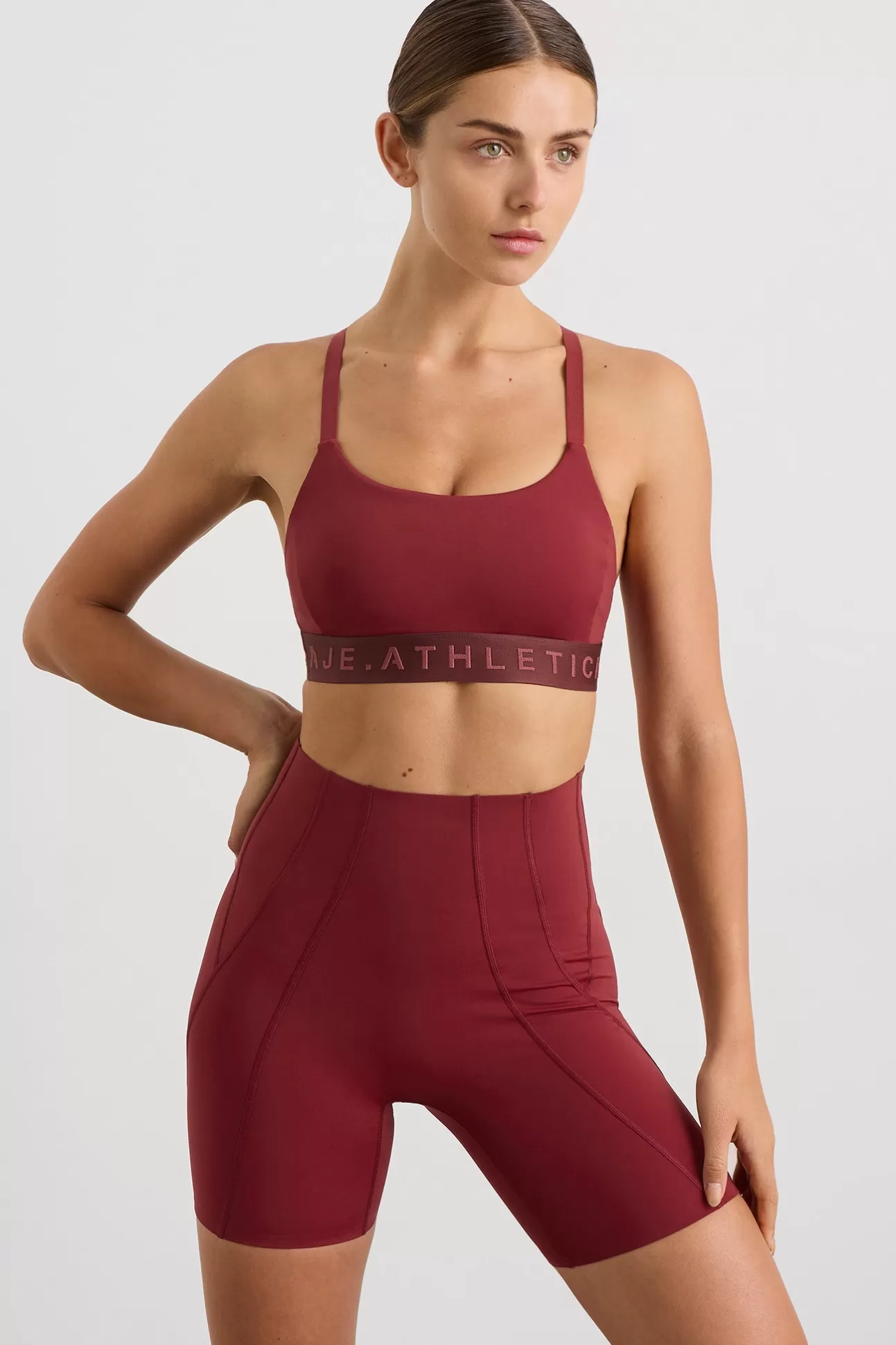 Aje ATHLETICA Cross Back Bra 359 Plum Red Clearance