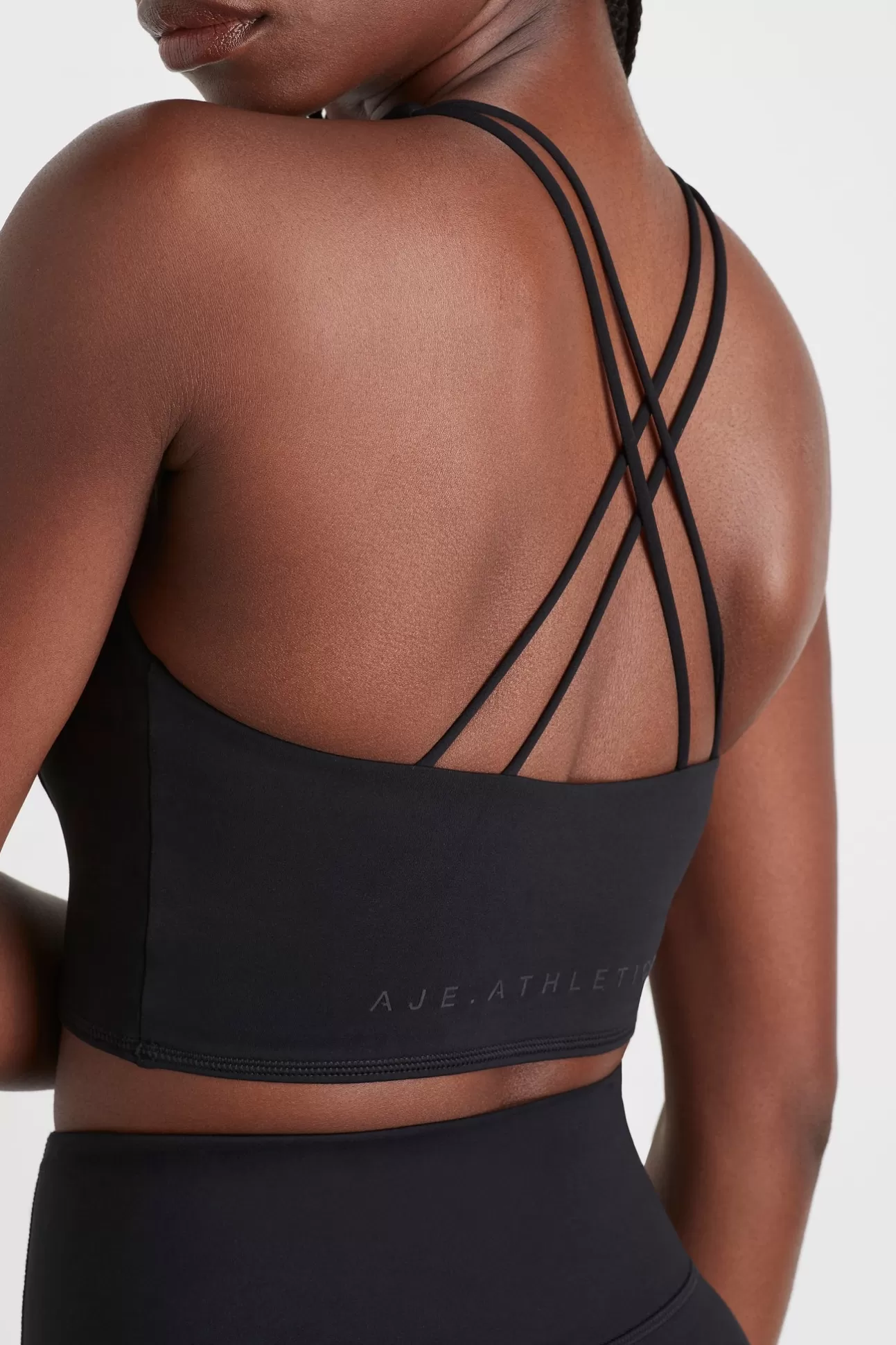 Aje ATHLETICA Cross Back Crop Top 301 Black Best