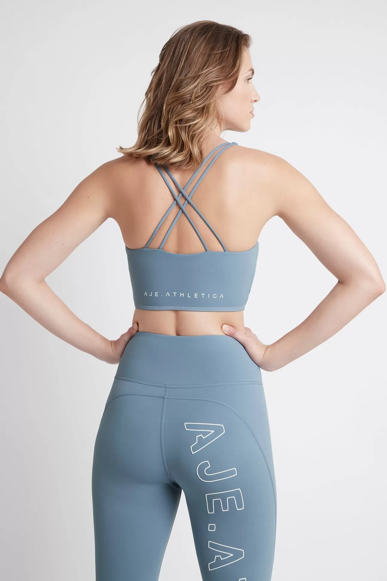 Aje ATHLETICA Cross Back Crop Top 312 Storm Blue Store