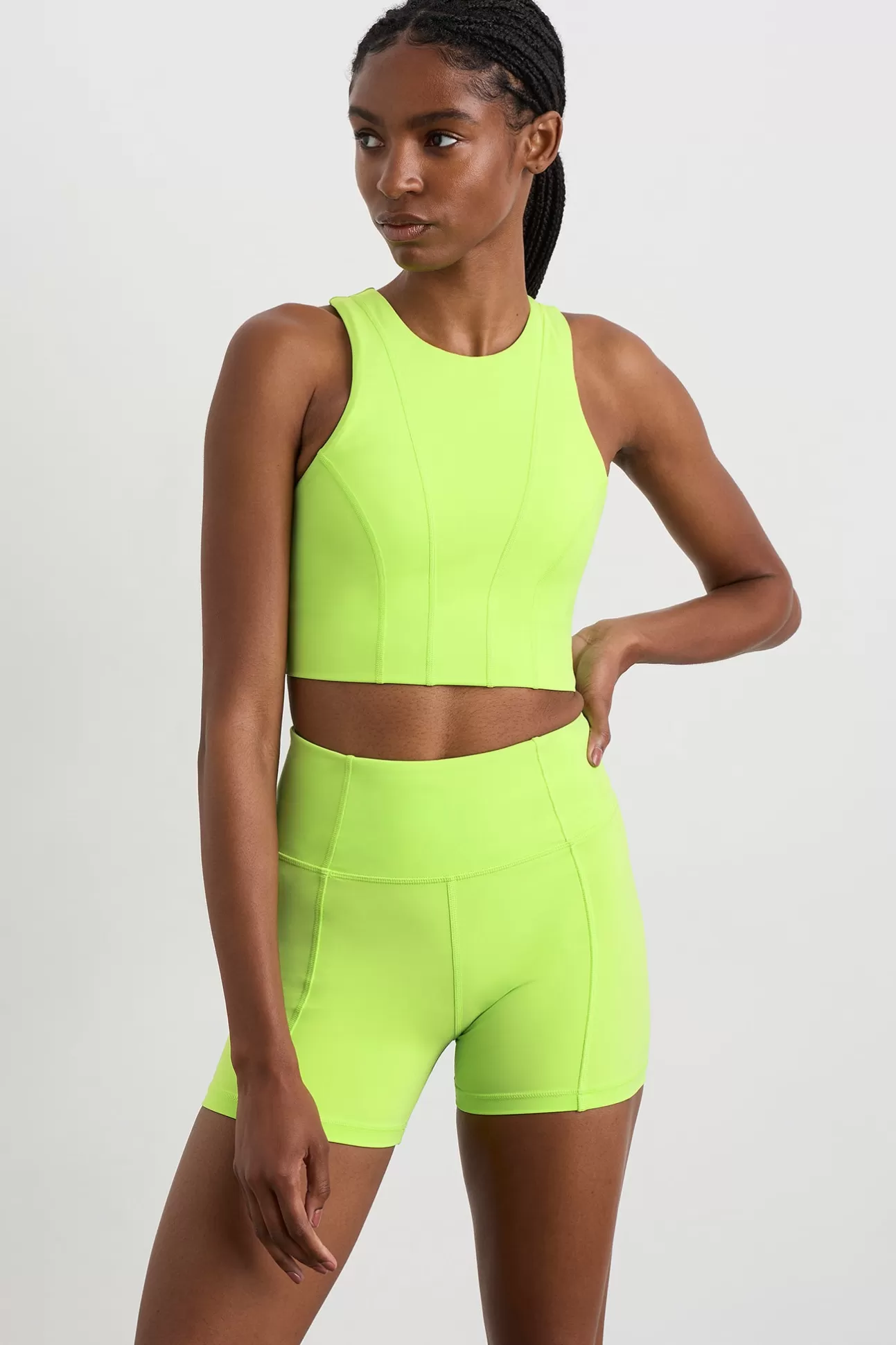 Aje ATHLETICA Cross Back Crop Top 316 Lime Green Shop