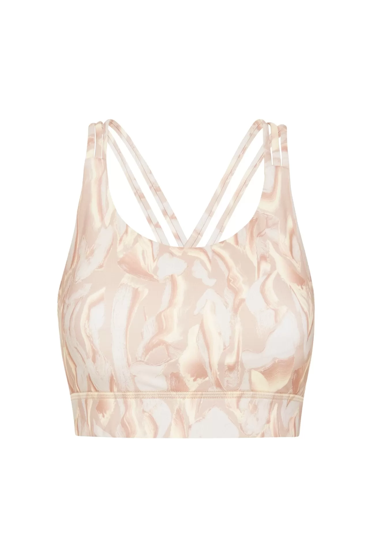 Aje ATHLETICA Cross Back Sports Bra 323 Light Ivory Marble New