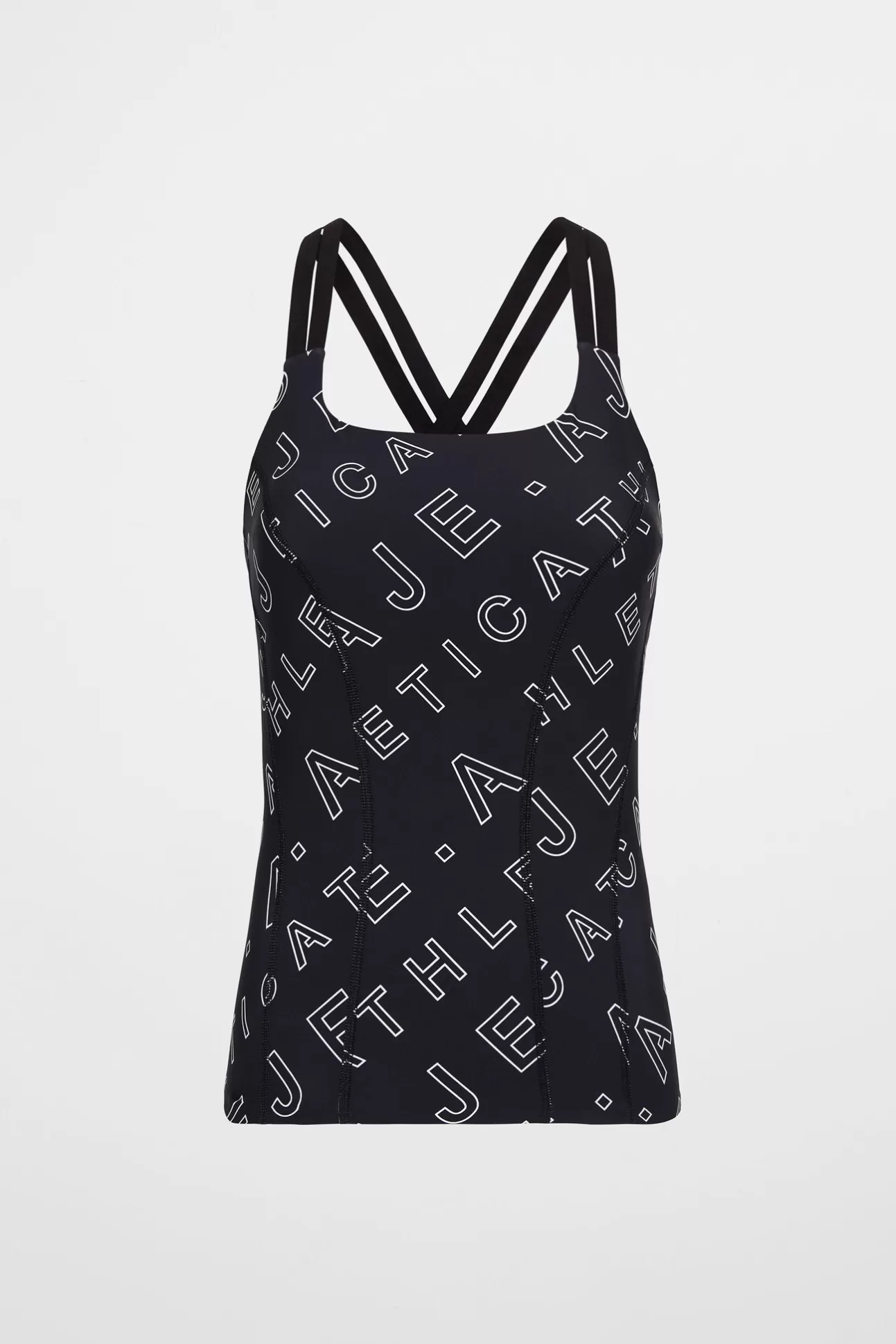 Aje ATHLETICA Cross Back Tank 123 Black Fineline Logo Cheap