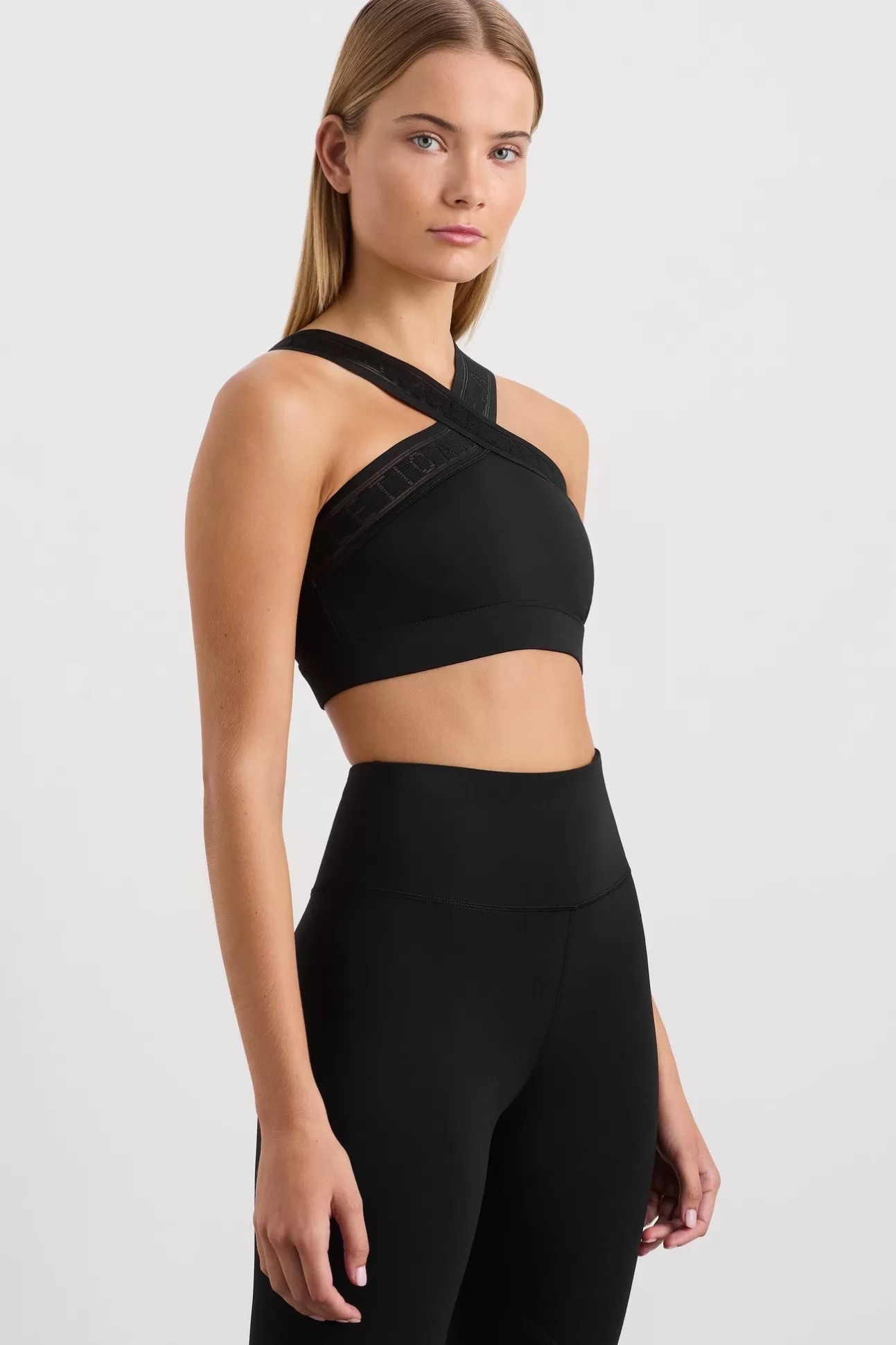 Aje ATHLETICA Cross Neck Sports Crop 384 Black Clearance