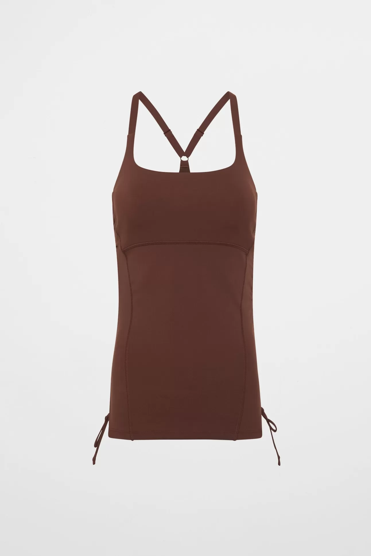 Aje ATHLETICA Drawcord Racerback Tank 128 Dark Chocolate New