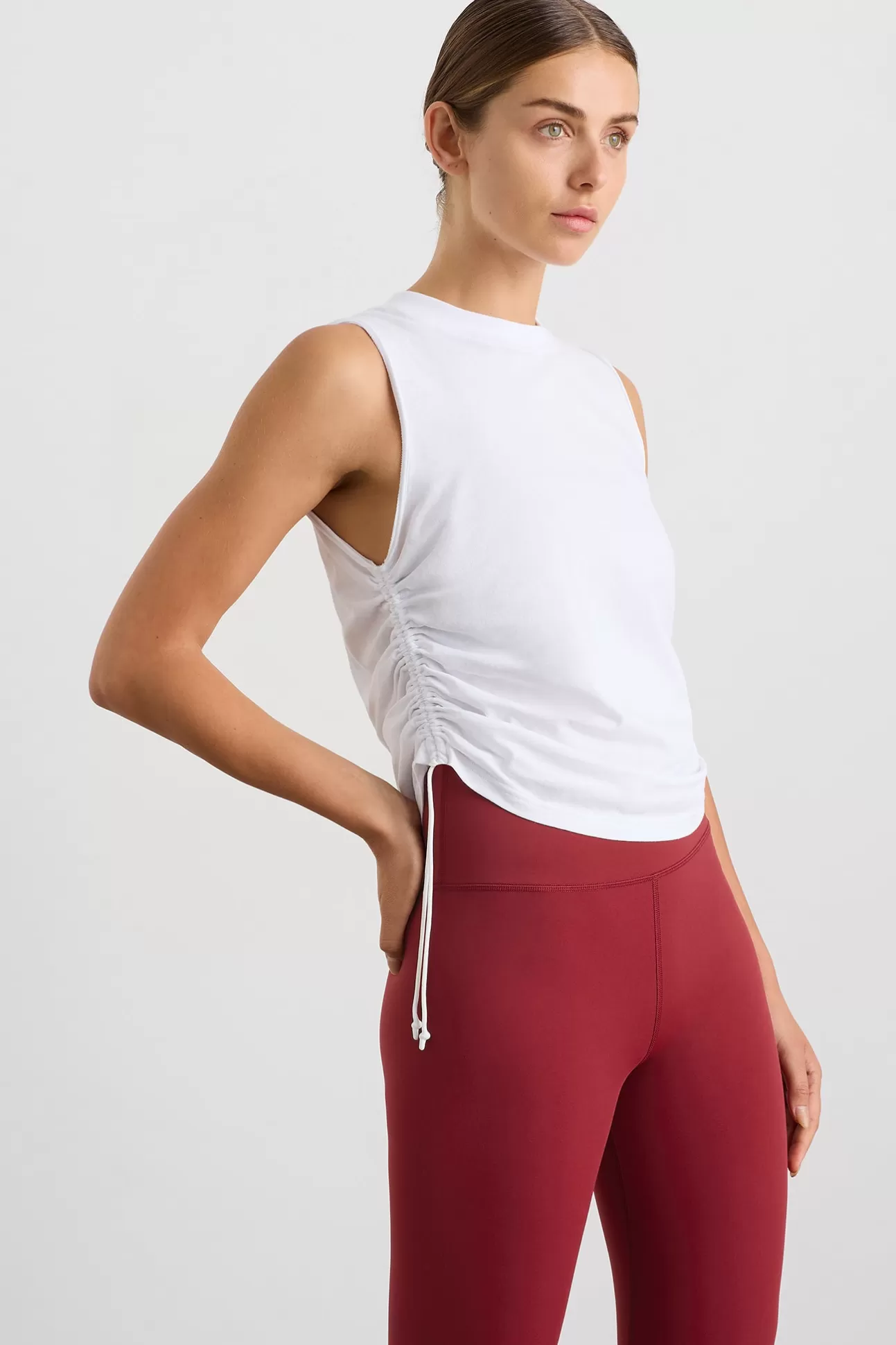 Aje ATHLETICA Drawcord Tank 131 White/Rouge Pink Discount