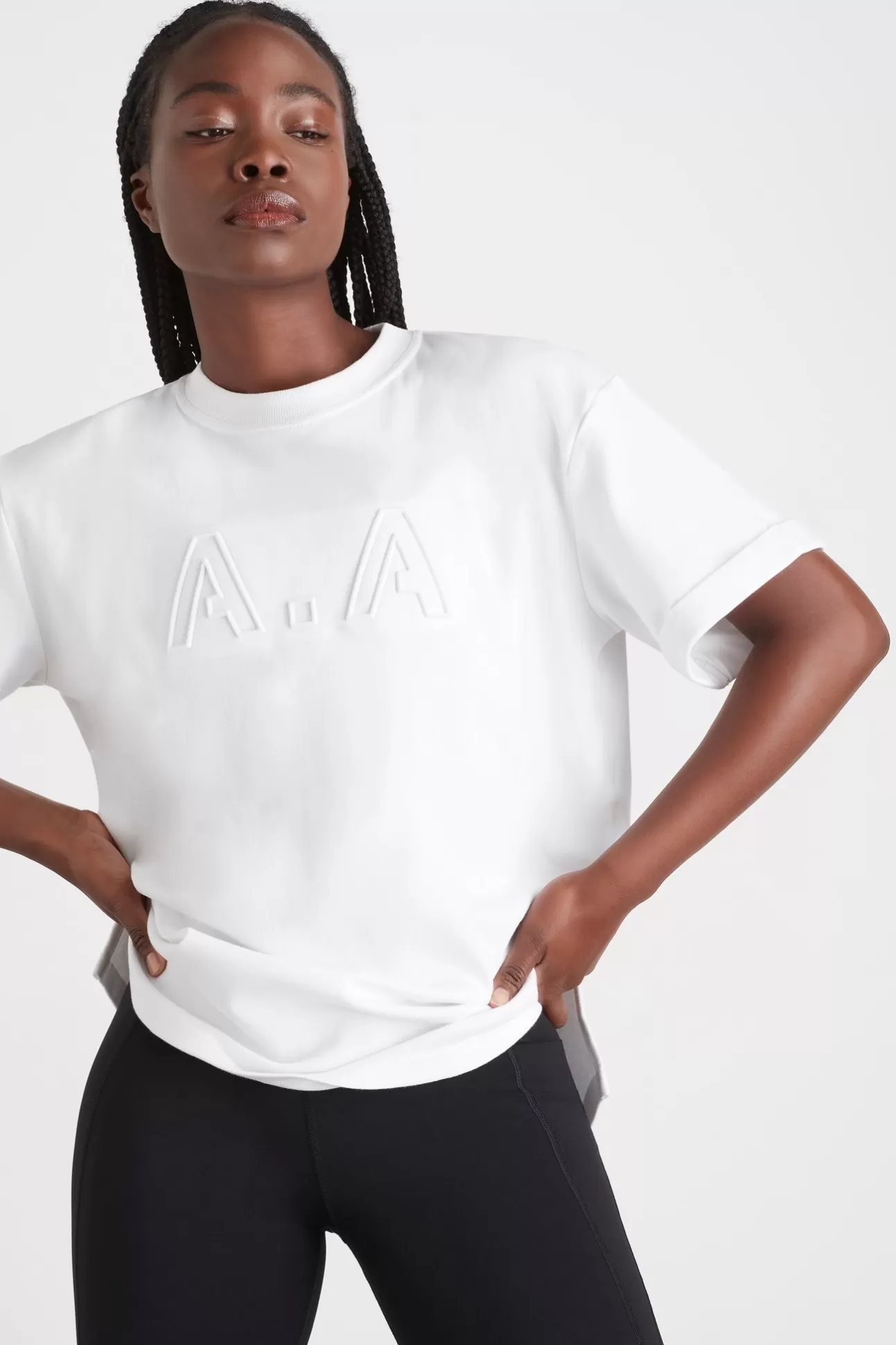 Aje ATHLETICA Embossed Classic Logo T-Shirt 103 White Flash Sale