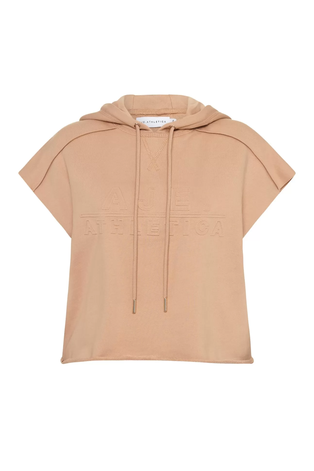 Aje ATHLETICA Embossed Classic Short Sleeve Cropped Hoodie 402 Sand Fashion