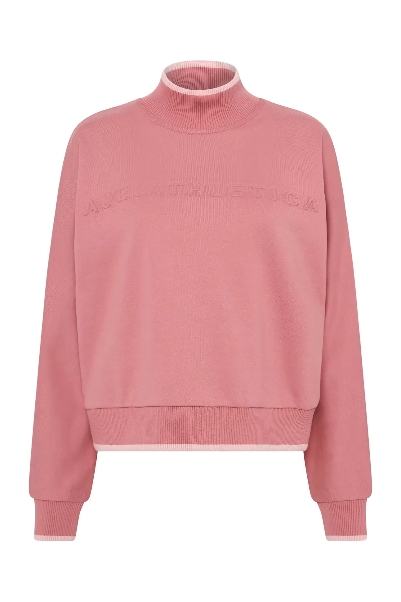 Aje ATHLETICA Embossed Signature Logo Funnel Neck Jumper 412 Rose Pink/Rose Quartz Discount