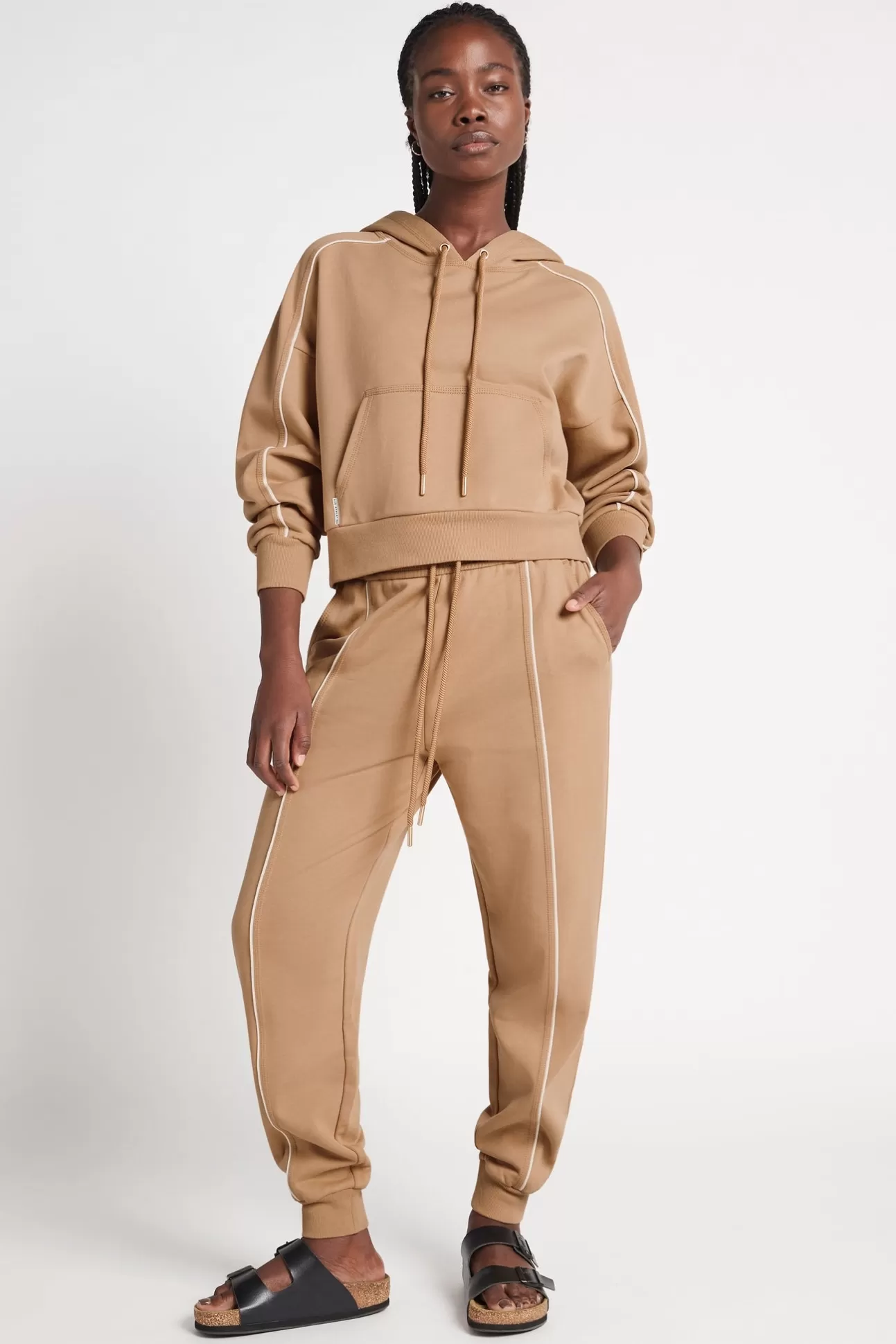 Aje ATHLETICA Fleece Contrast Piping Trackpants 504 Beige/Light Ivory Cheap