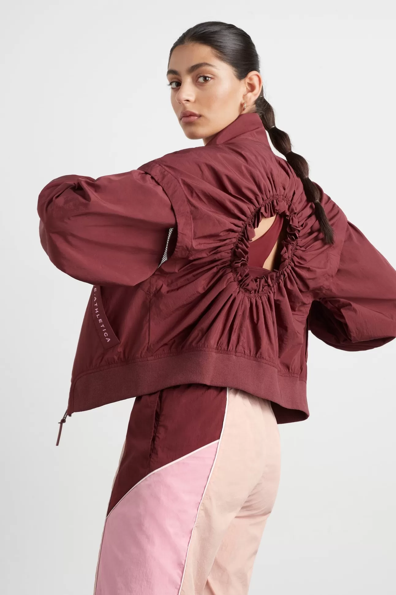 Aje ATHLETICA Gathered Cut Out Jacket 737 Burnt Burgundy/Bonbon Pink Outlet