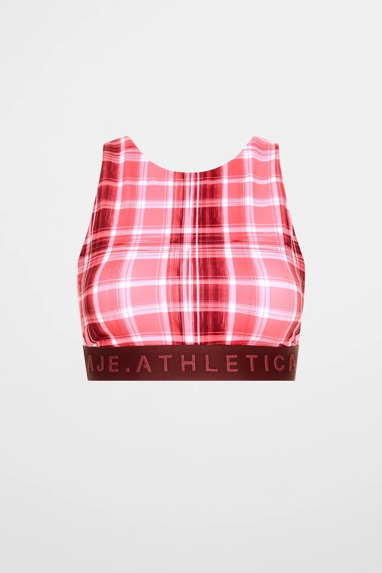 Aje ATHLETICA High Neck Sports Bra 374 Blurred Pink Check Cheap