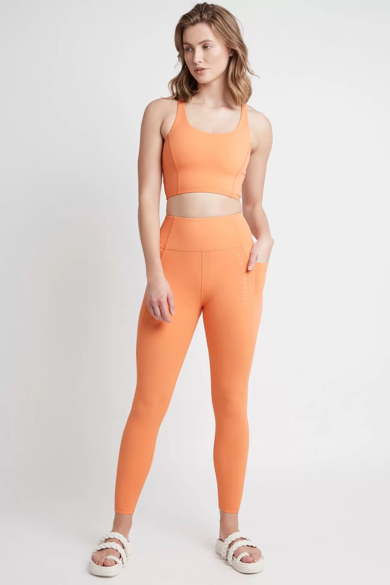 Aje ATHLETICA High Rise 7/8 Logo Legging 203 Tangerine Orange-Sand Clearance