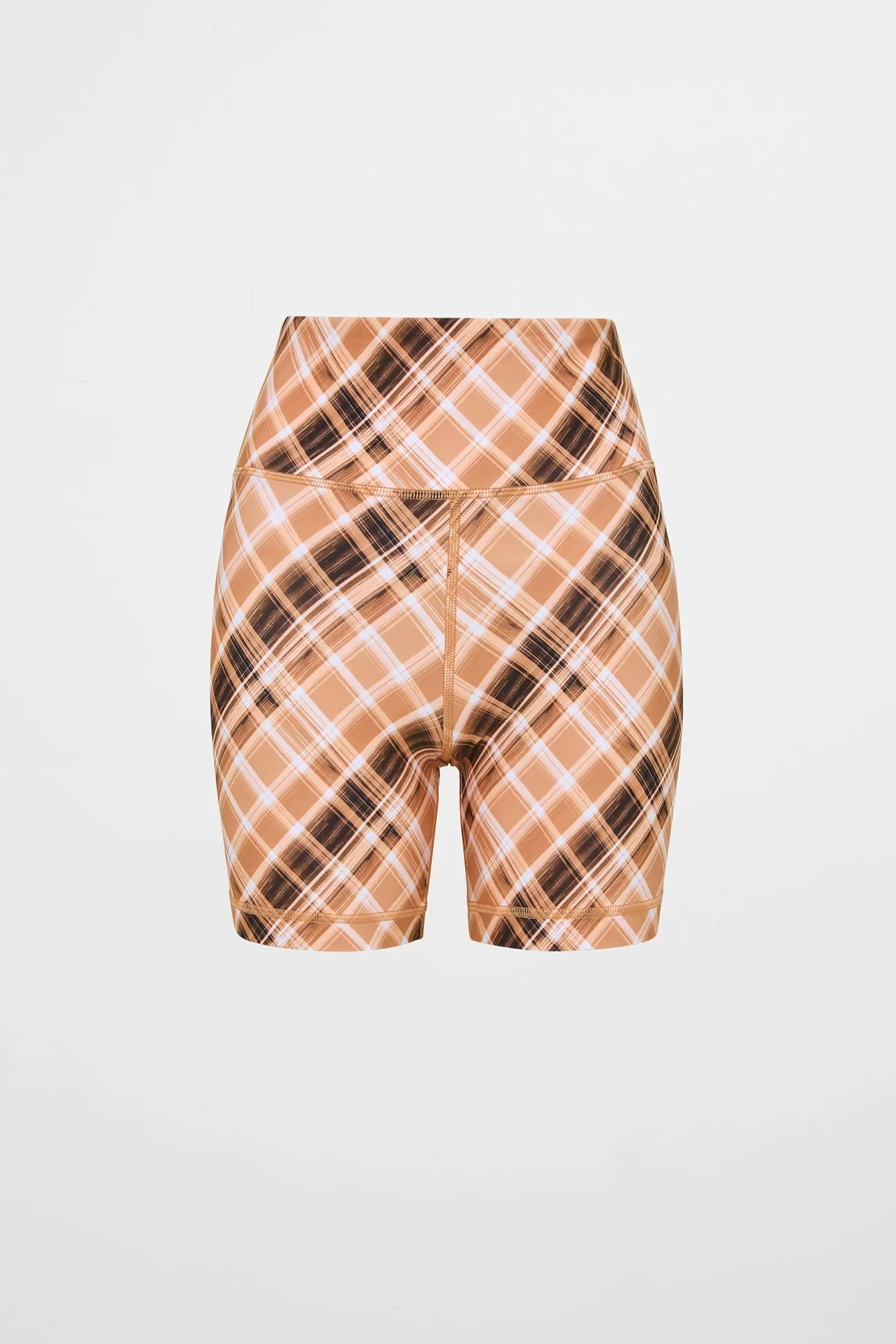 Aje ATHLETICA High Rise Bike Shorts 607 Blurred Tan Check Discount