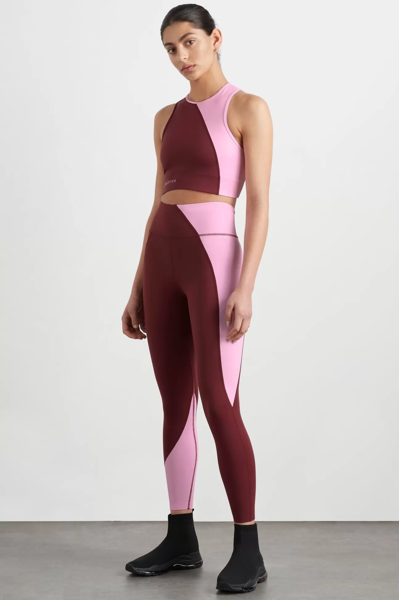 Aje ATHLETICA High Rise Colour Block 7/8 Legging 226 Burnt Burgundy/Bonbon Pink Fashion