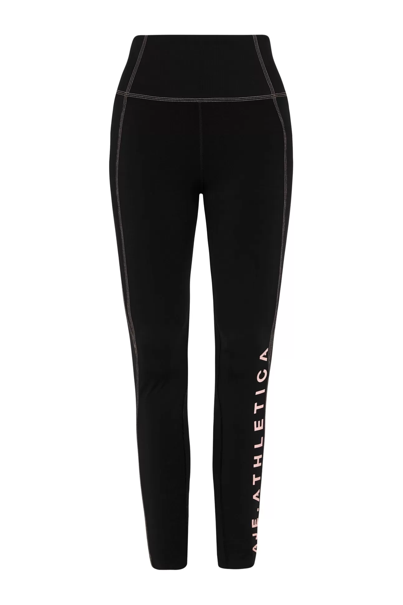 Aje ATHLETICA High Rise Contrast Stitch Logo Full Length Legging 203 Black/Rose Quartz Store