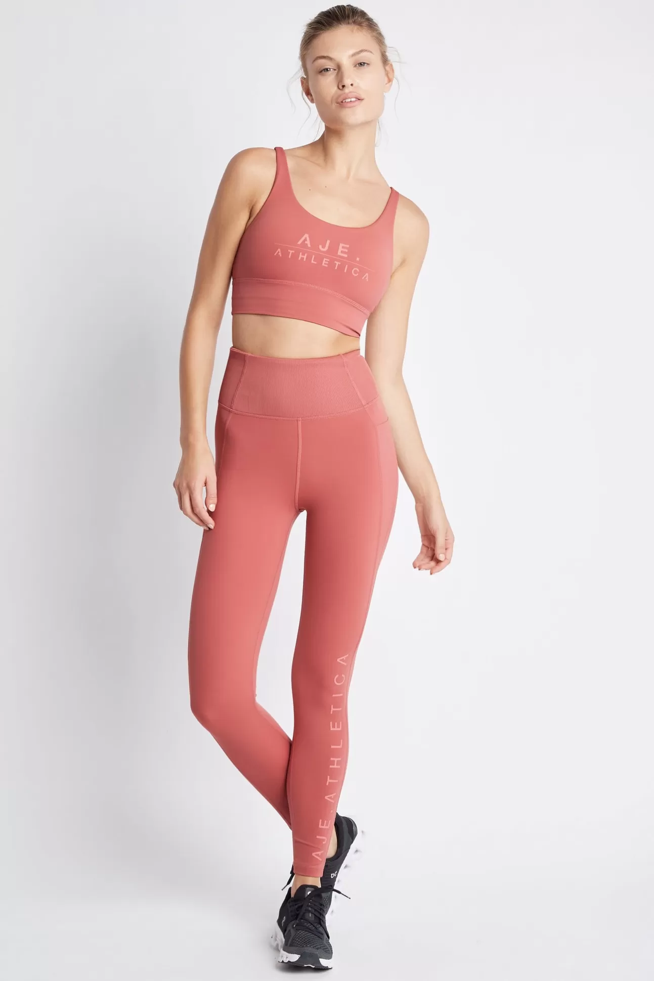 Aje ATHLETICA High Rise Full Length Legging 005 Dusty Rose New