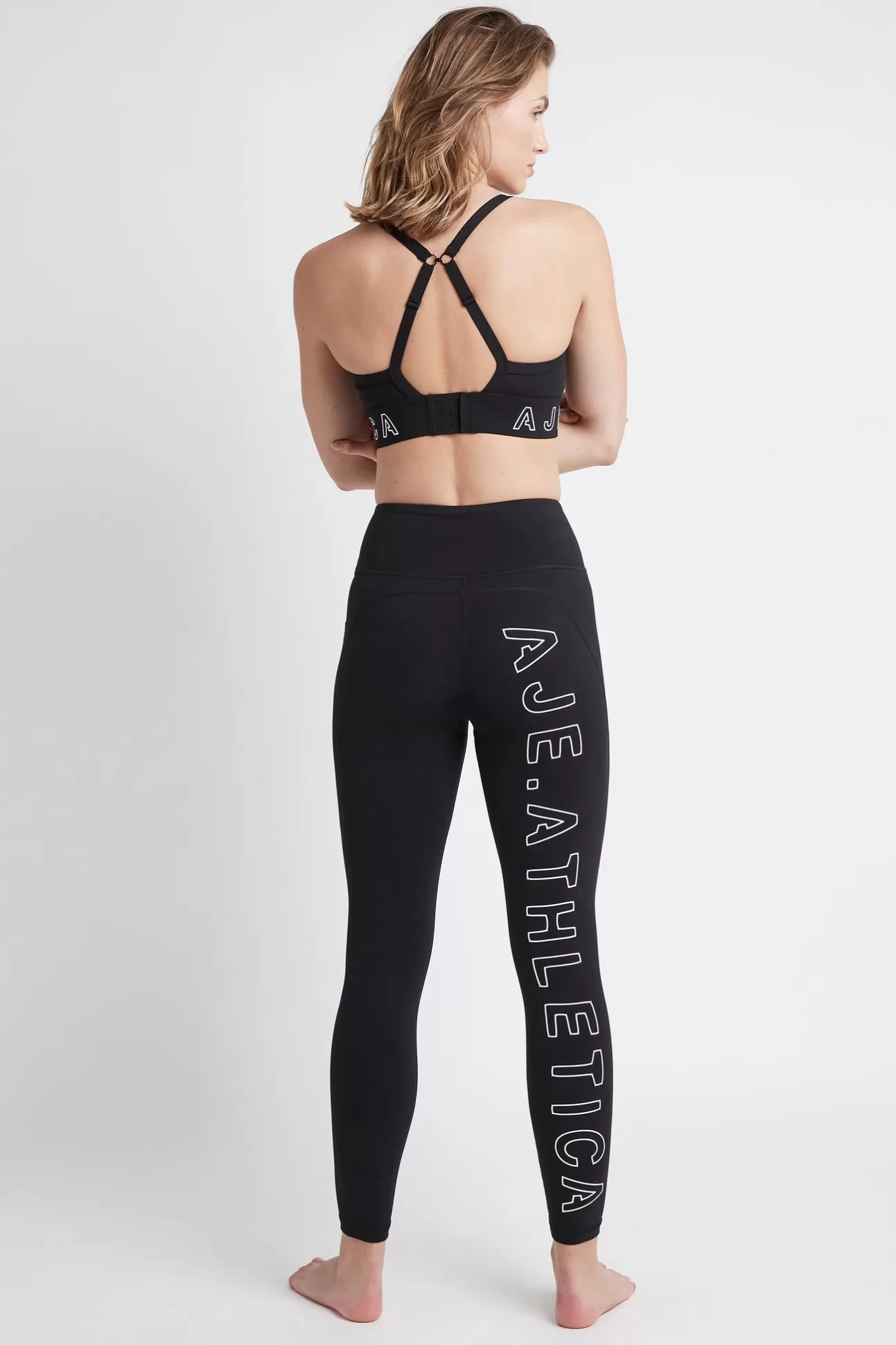 Aje ATHLETICA High Rise Logo Full Length Legging 206 Black/White Sale