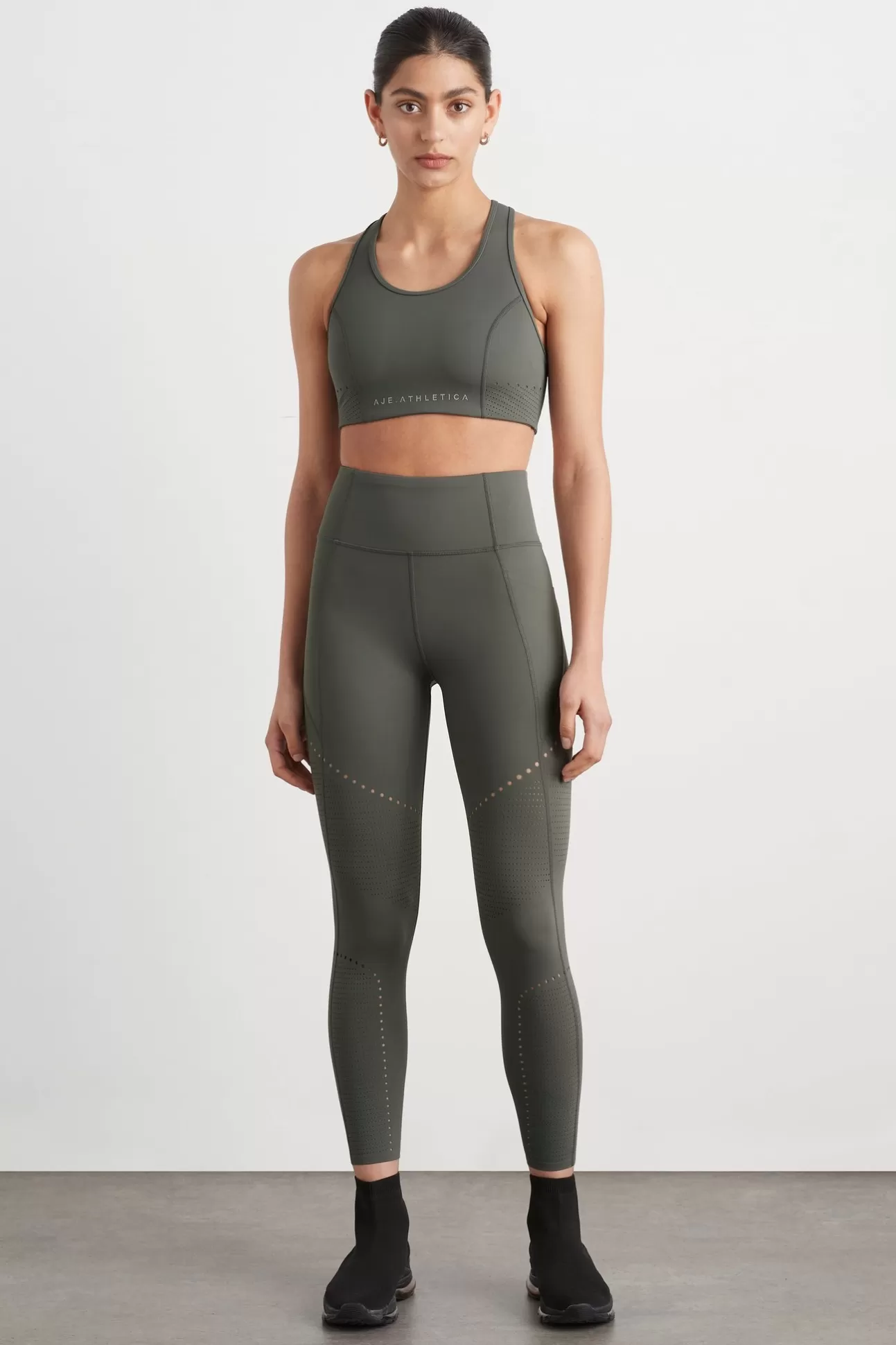 Aje ATHLETICA High Rise Perforated 7/8 Legging 227 Midnight Grey/Reflective Best