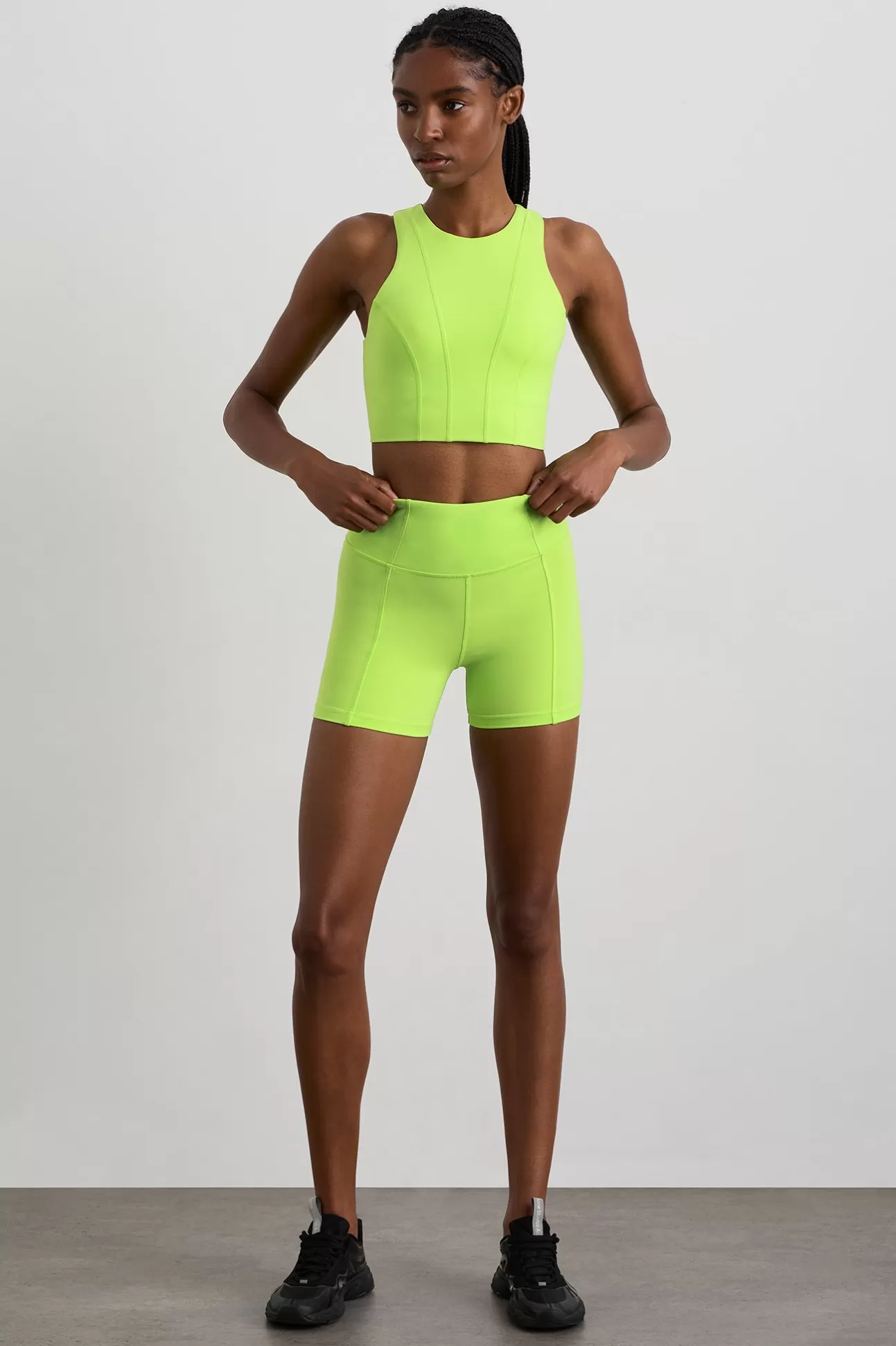 Aje ATHLETICA High Waisted Bike Shorts 605 Lime Green Shop