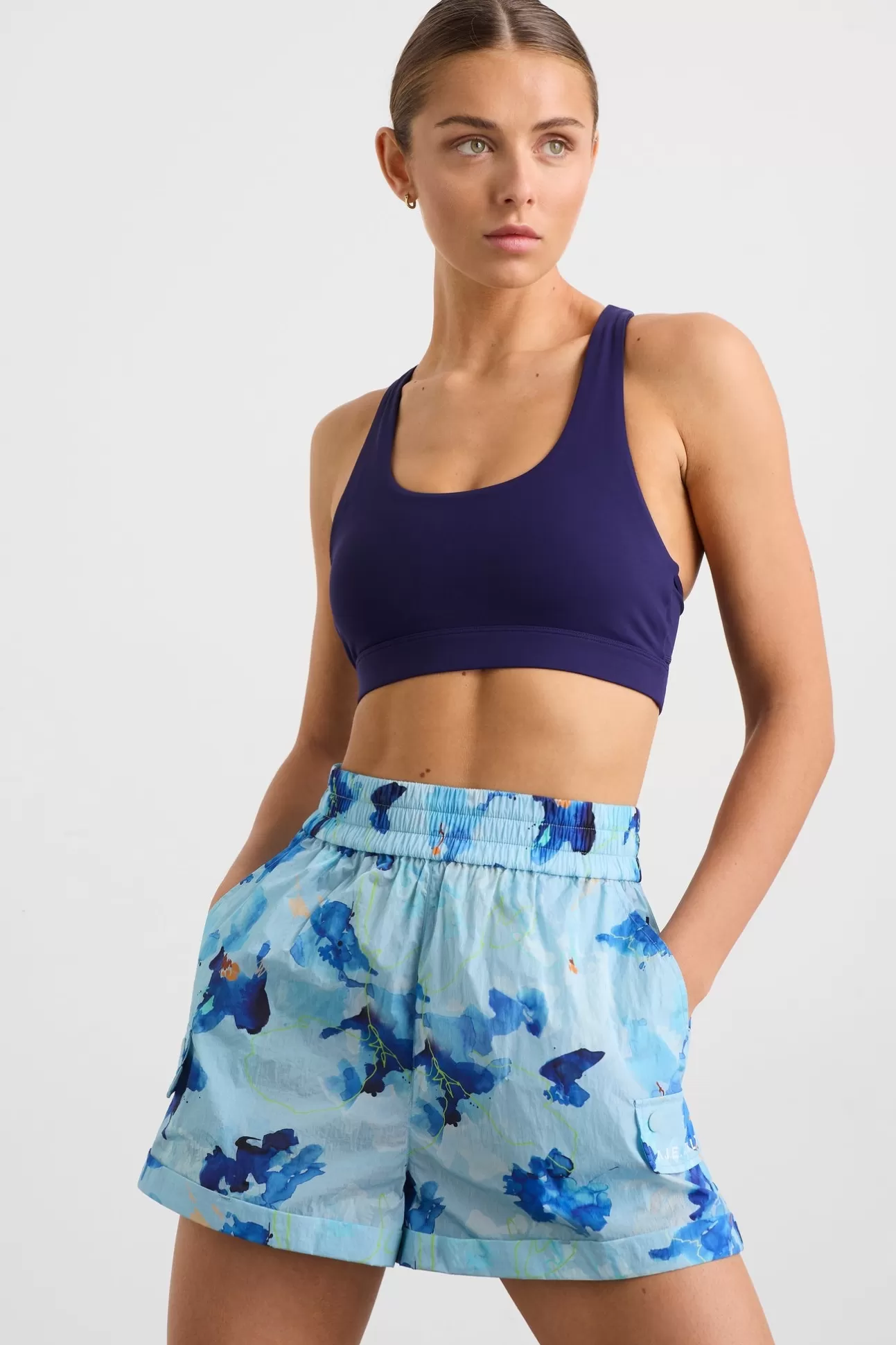 Aje ATHLETICA High Waisted Shorts 608 Expressive Floral Flash Sale