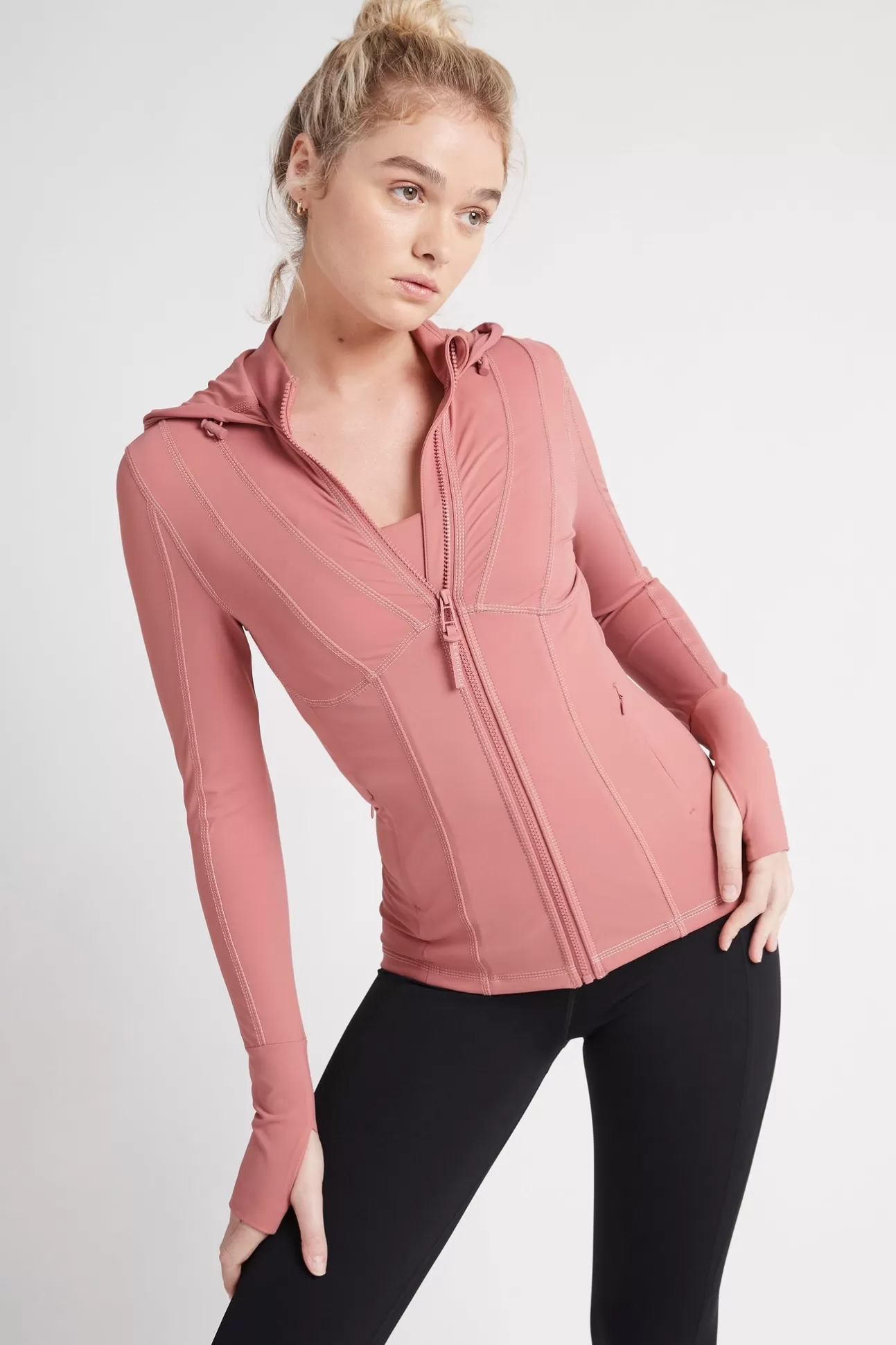 Aje ATHLETICA Hooded Zip Up Jacket 709 Rose Pink/Rose Quartz Fashion