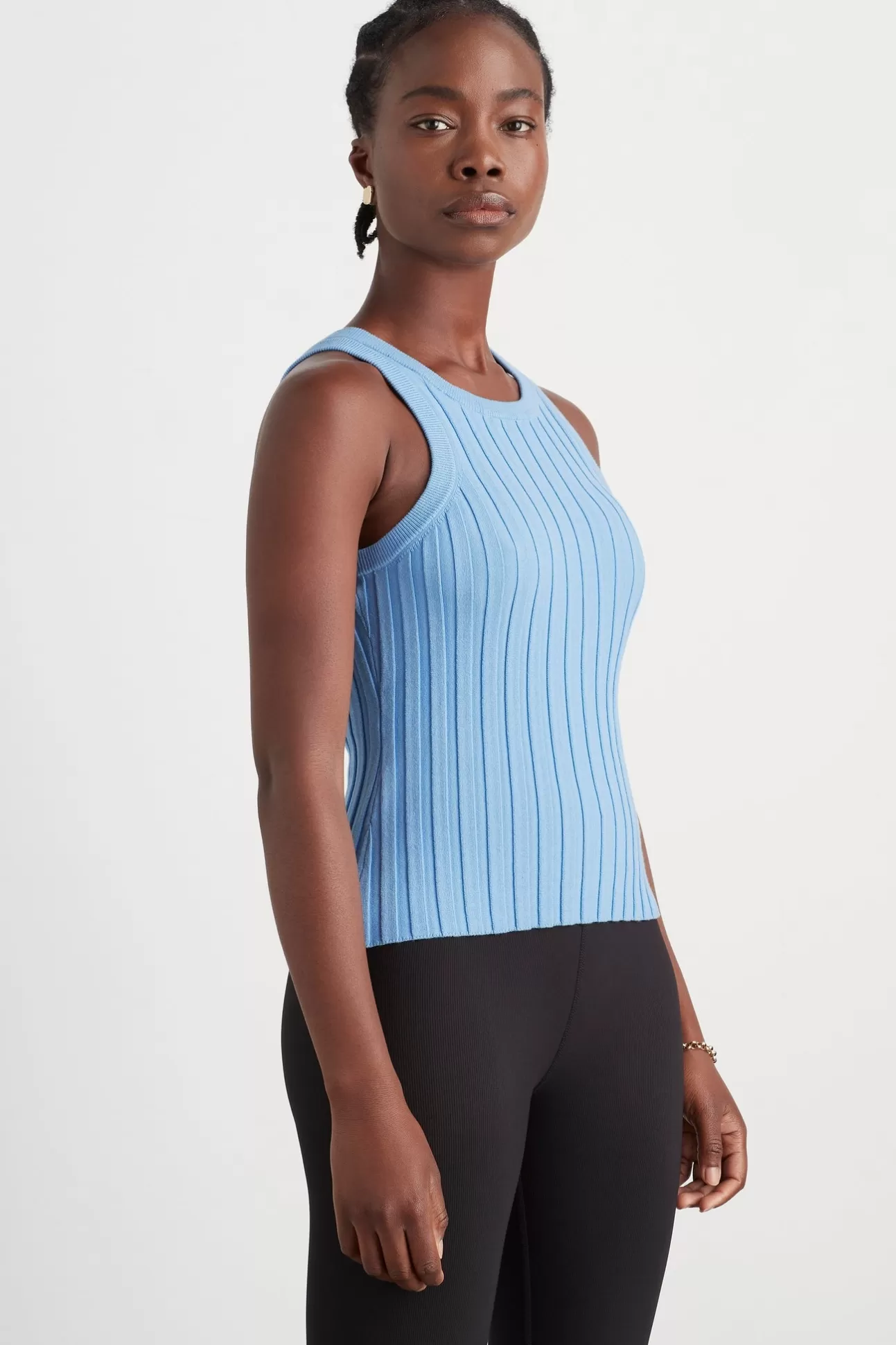 Aje ATHLETICA Hydra Racer Knit Ribbed Top Cerulean Blue Hot