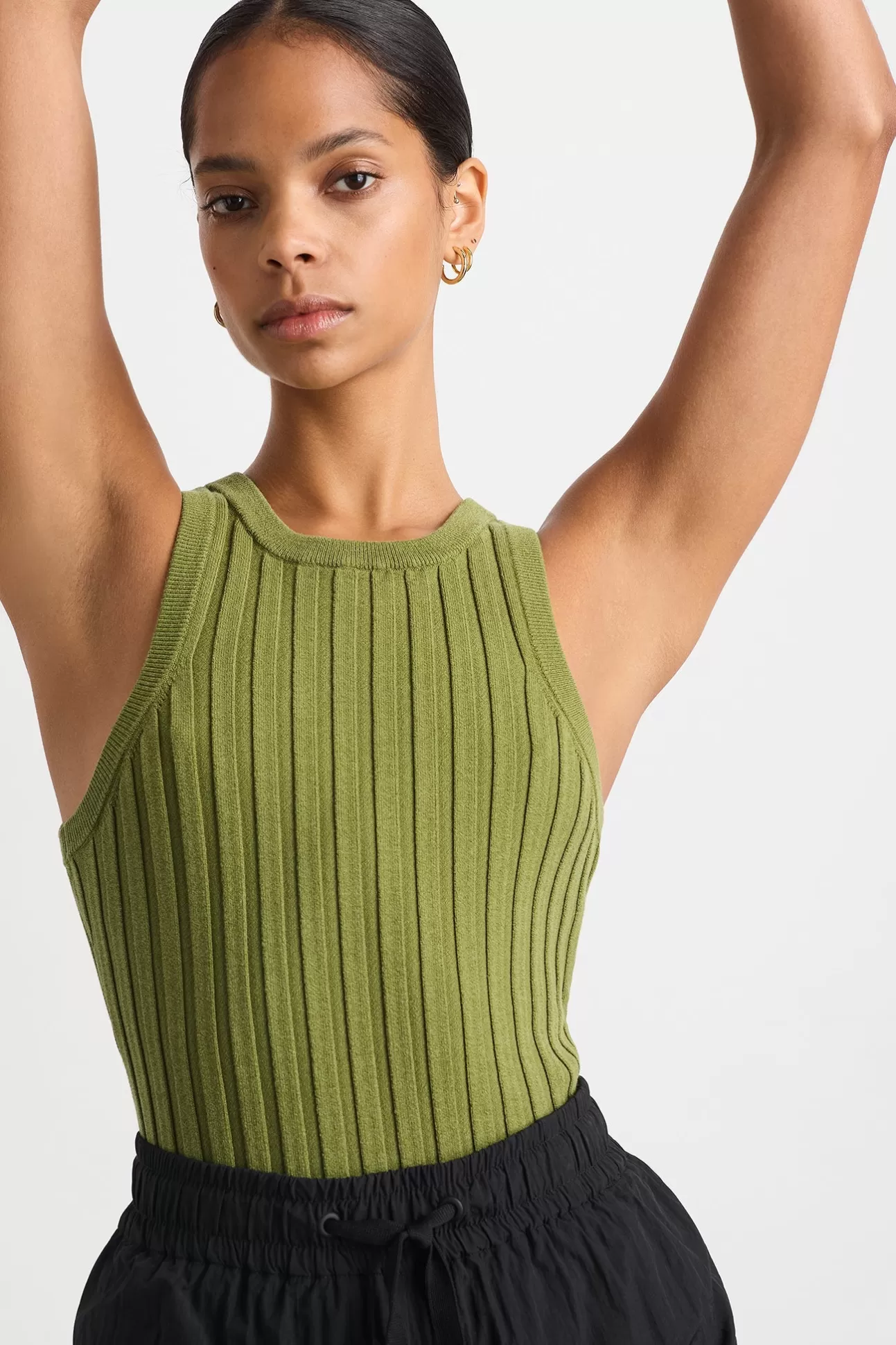 Aje ATHLETICA Hydra Racer Knit Ribbed Top Evergreen Best Sale