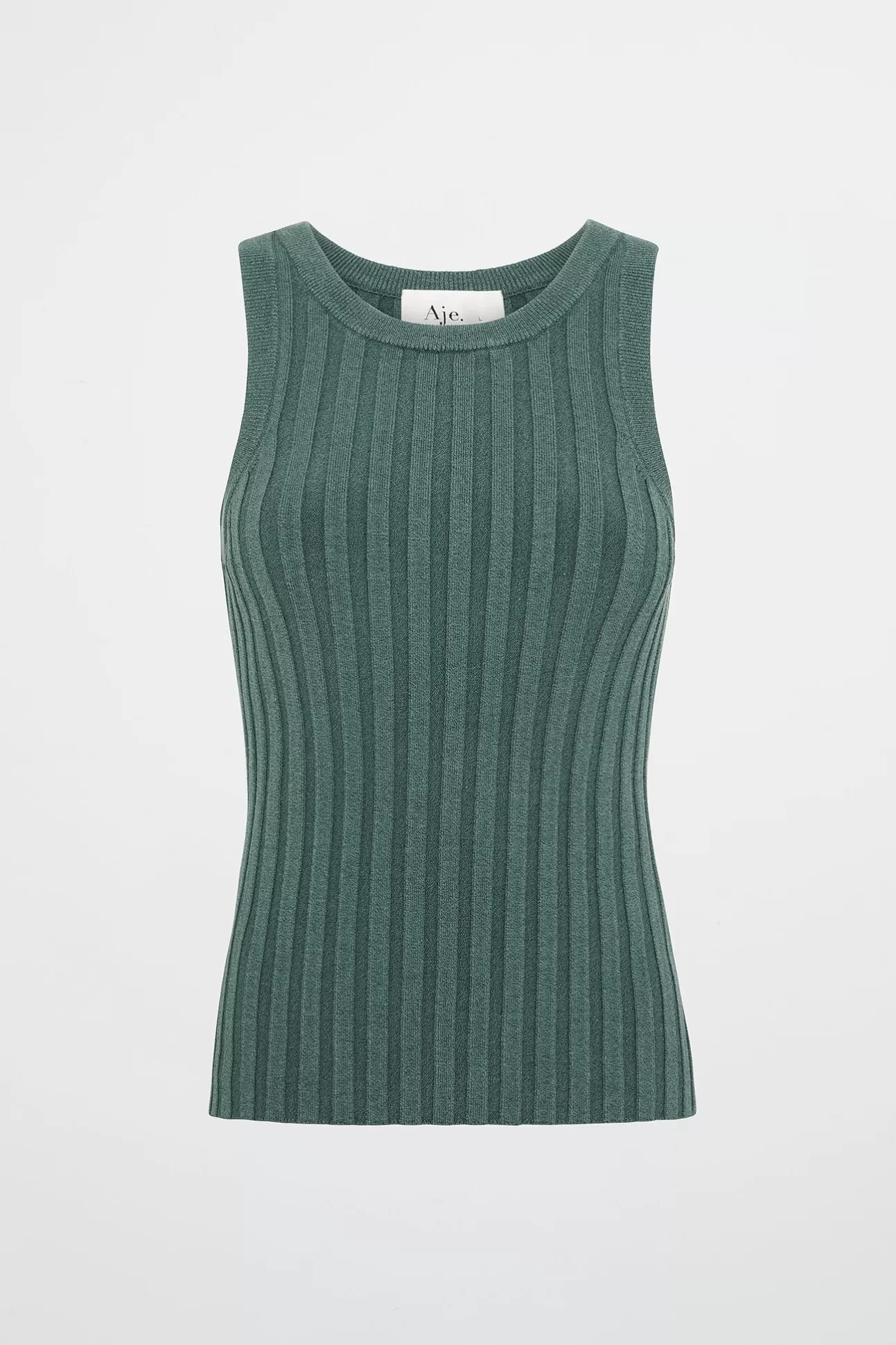 Aje ATHLETICA Hydra Racer Knit Ribbed Top Moss Green Store