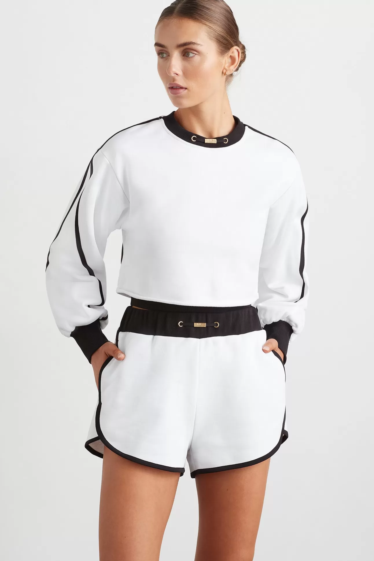 Aje ATHLETICA Interlock Crop Sweater 413 White/Black Fashion