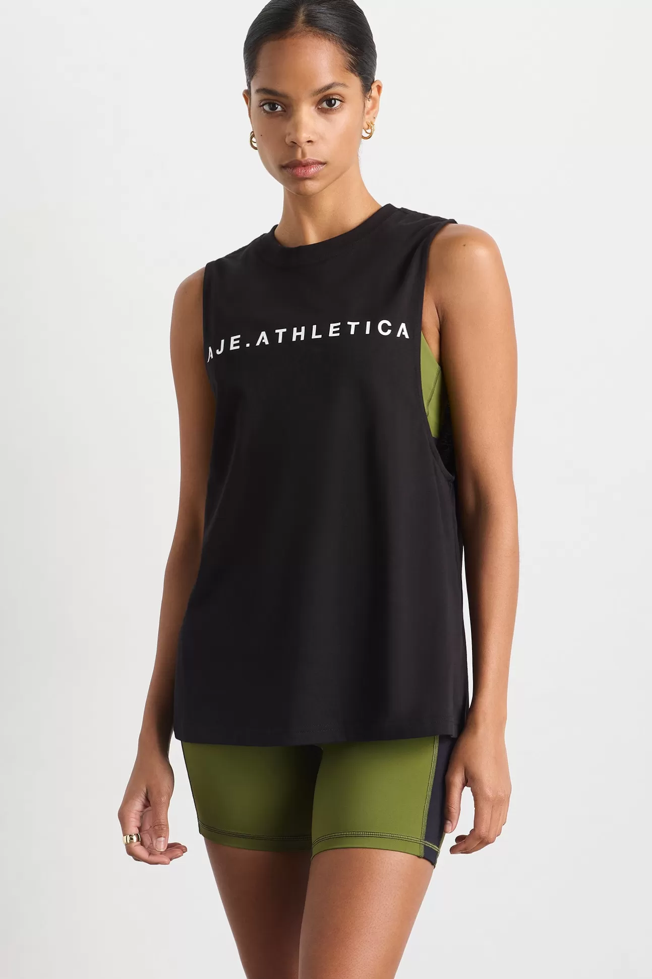 Aje ATHLETICA Interlock Logo Tank 141 Black/White Clearance