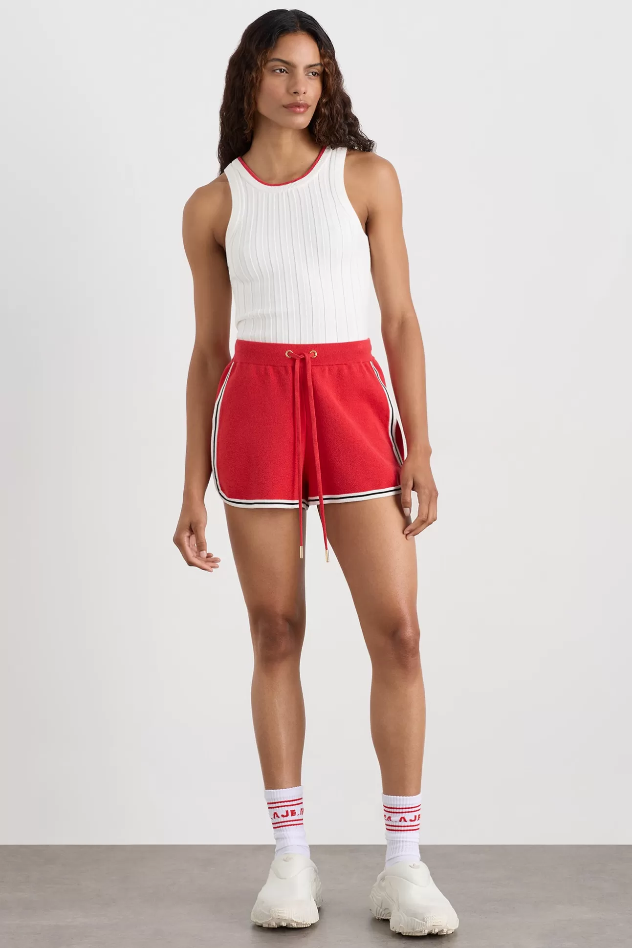 Aje ATHLETICA Knit Contrast Shorts 603 Passionate Red Store