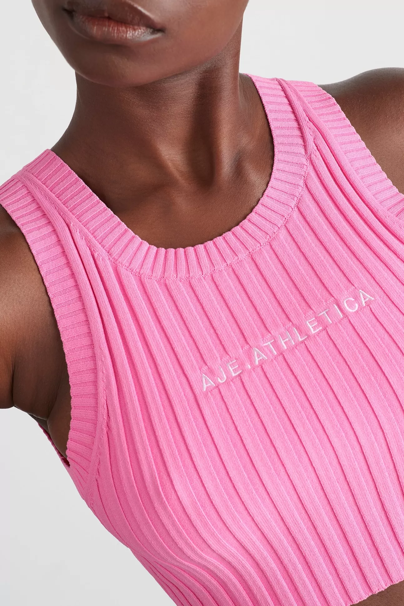 Aje ATHLETICA Knitted Mini Logo Tank 135 Candy Pink Outlet