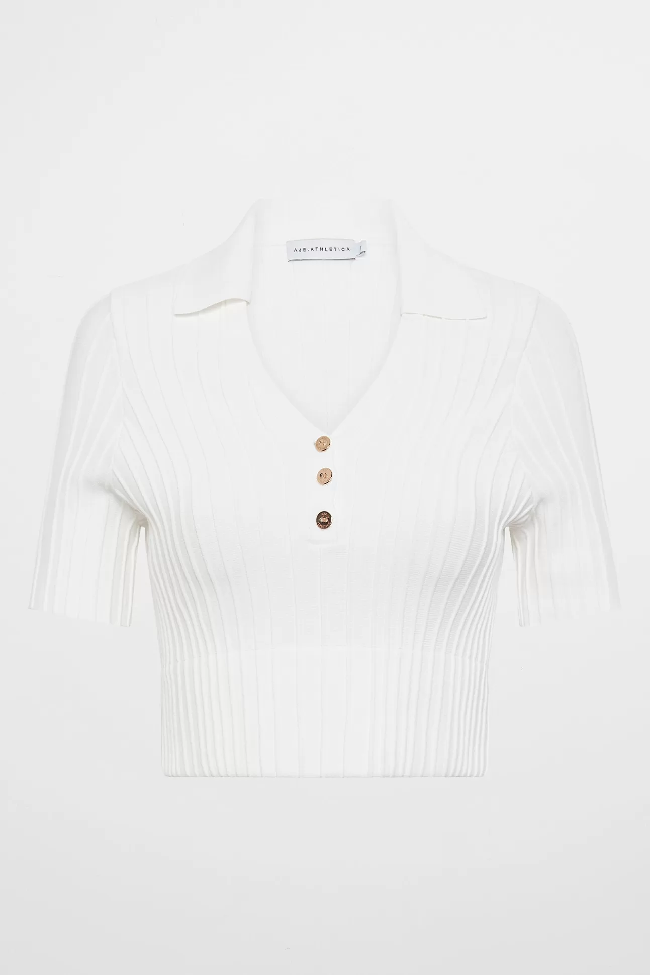 Aje ATHLETICA Knitted Polo Top 341 White Hot