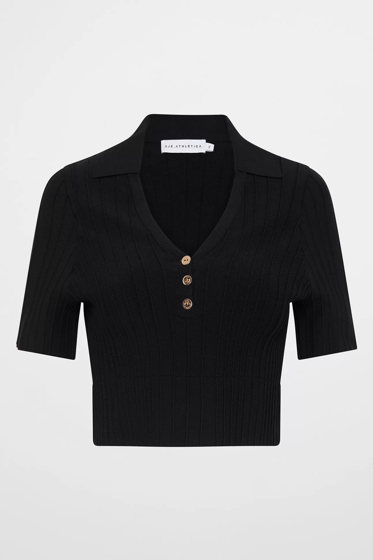 Aje ATHLETICA Knitted Polo Top 341 Black Shop