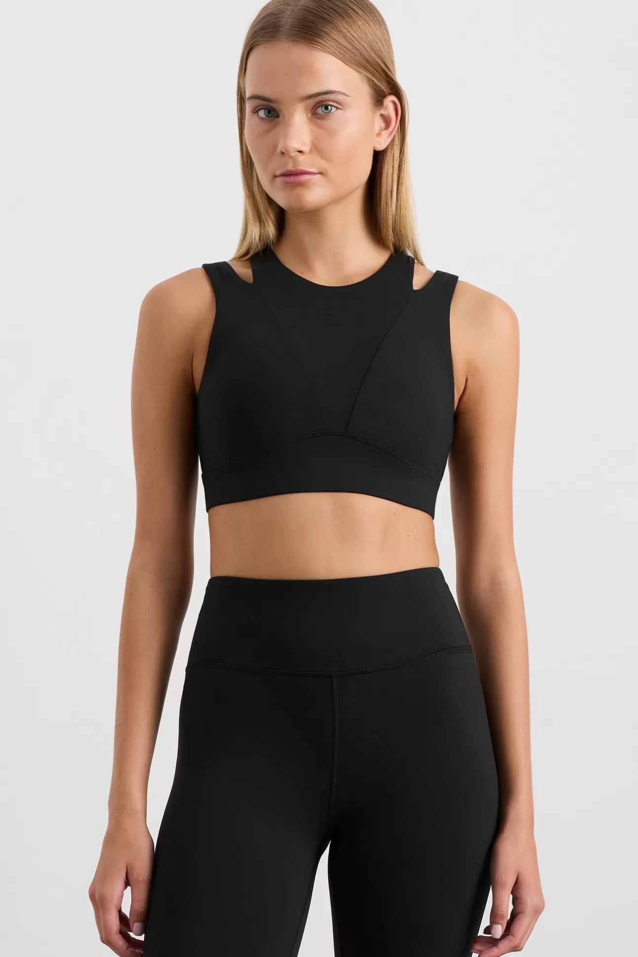 Aje ATHLETICA Layered Cut Out Sports Bra 385 Black Cheap