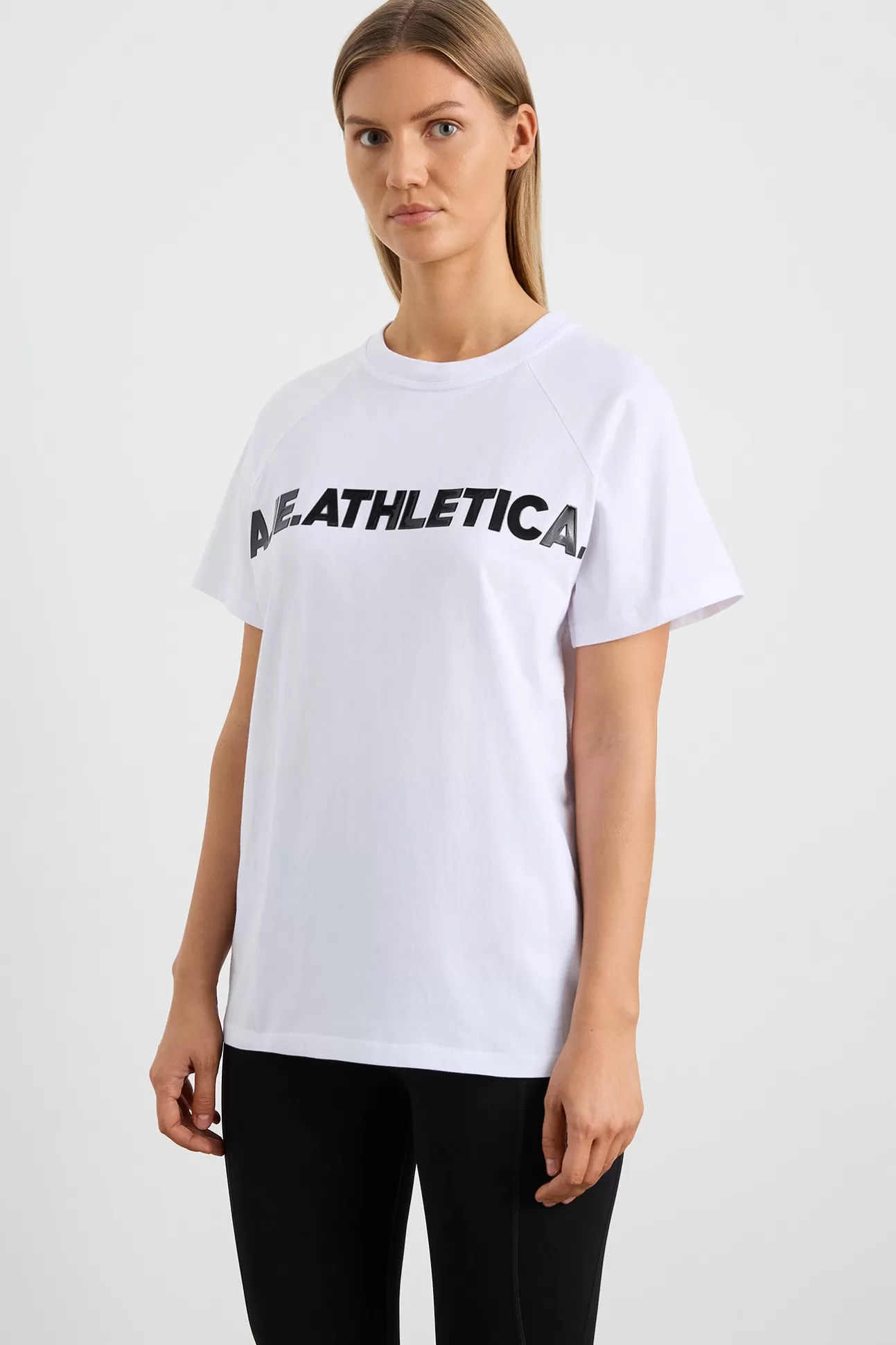 Aje ATHLETICA Logo Raglan T-Shirt 110 White/Black Flash Sale