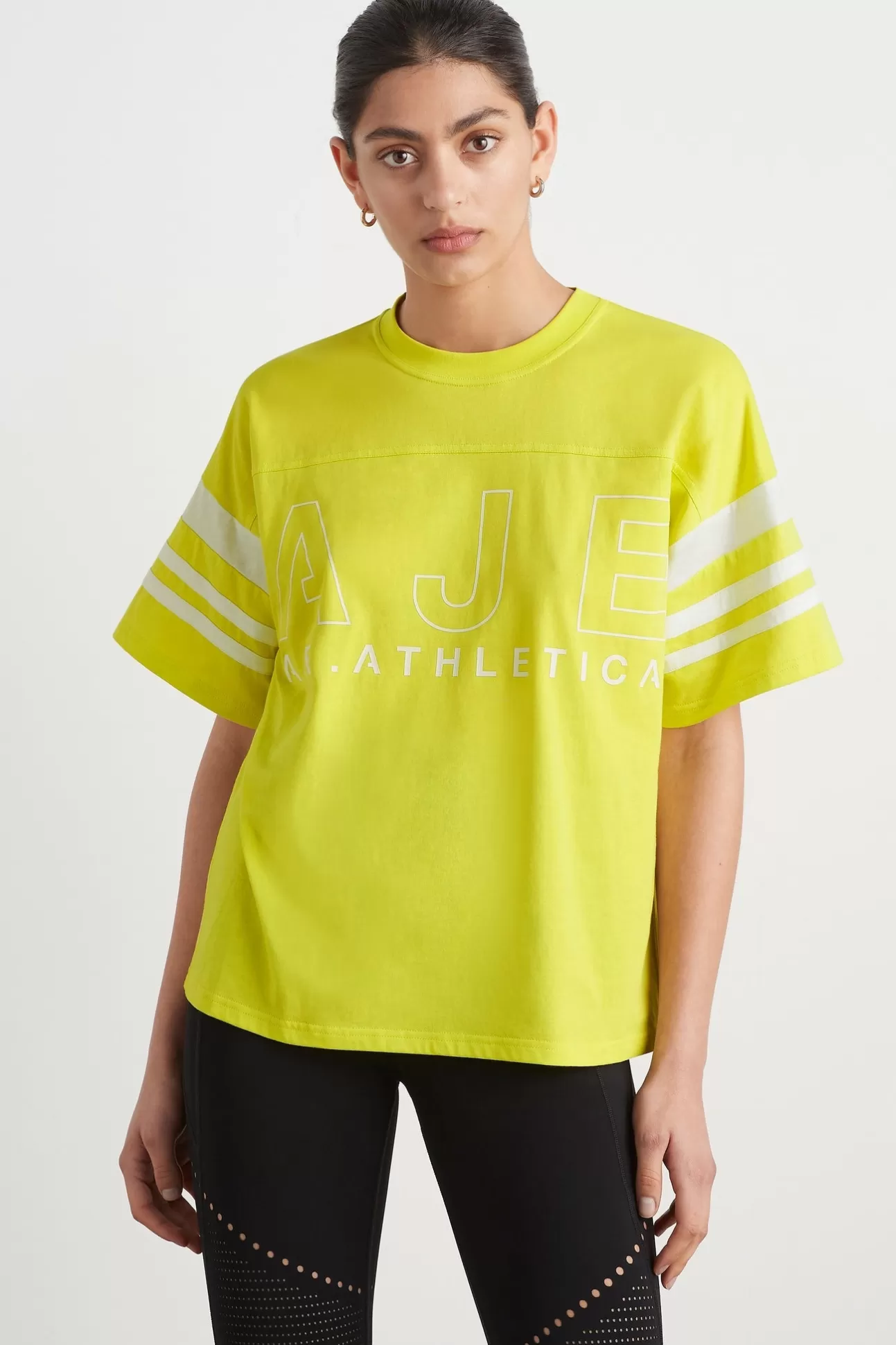 Aje ATHLETICA Logo Stripe T-Shirt 102 Citrus Yellow/Wht Fashion