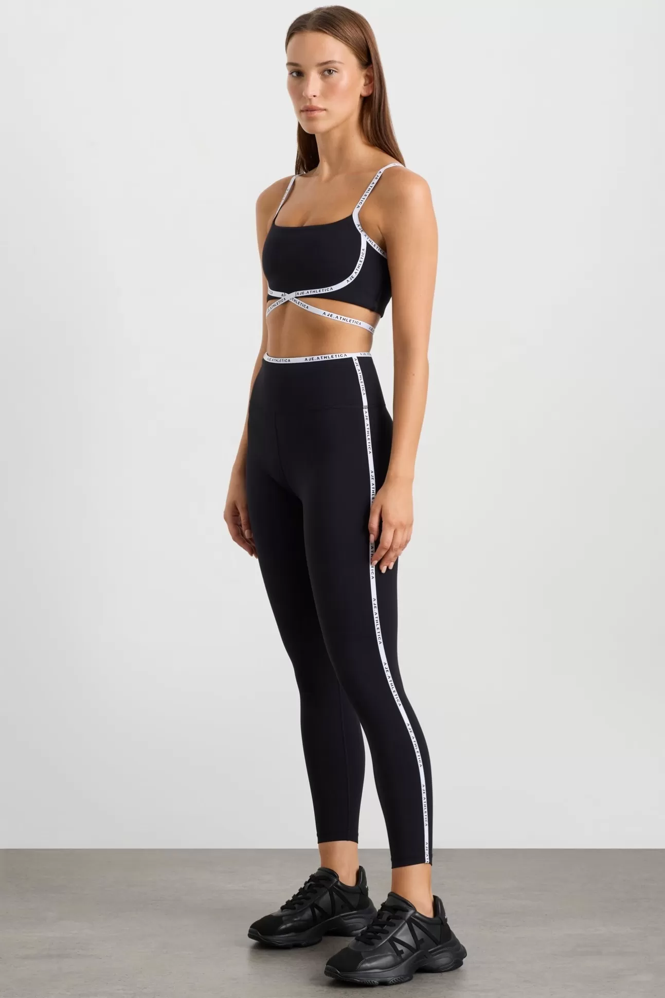 Aje ATHLETICA Logo Tape Seam Ankle Length Legging 203 Black Fashion