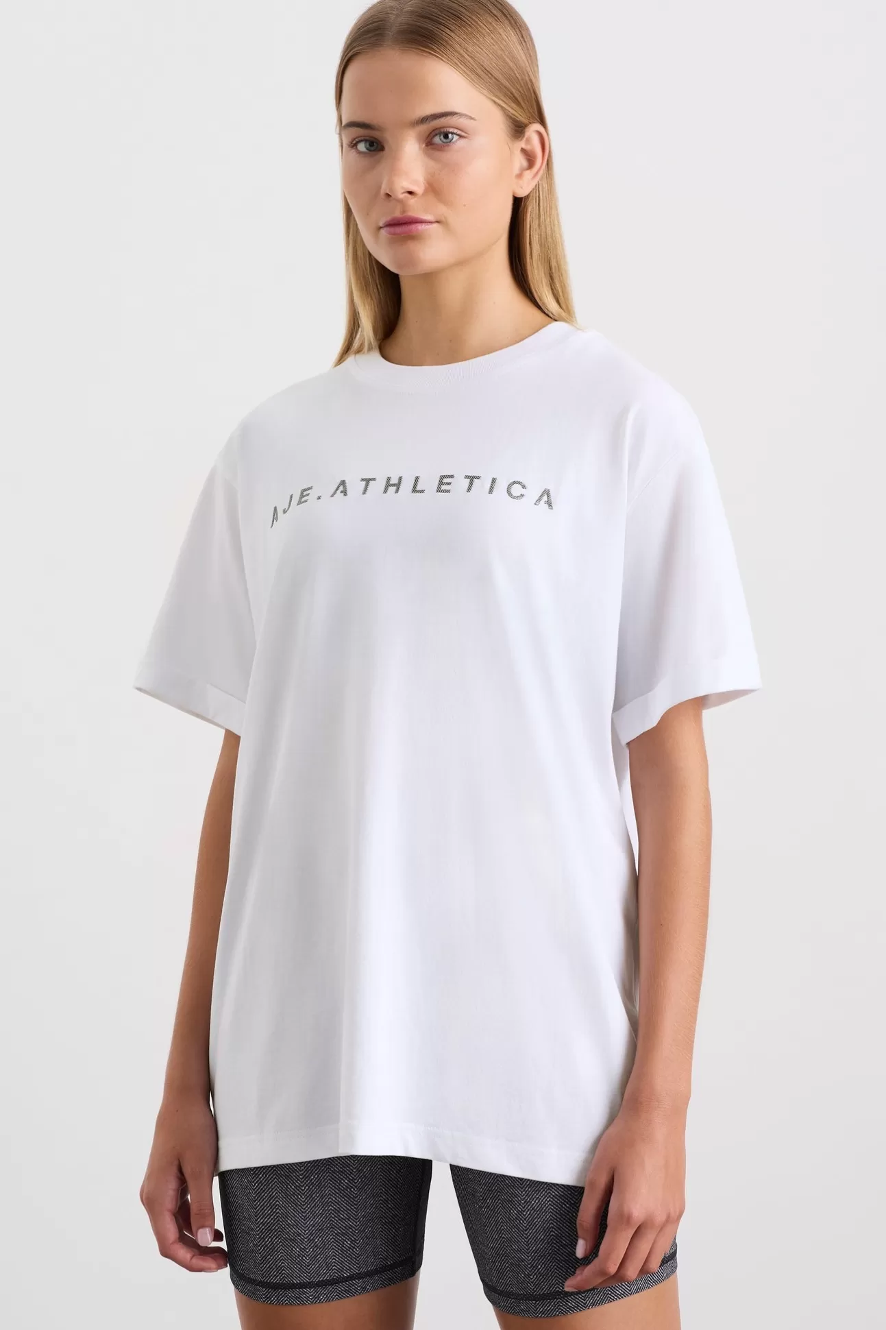 Aje ATHLETICA Logo T-Shirt 102 White/Herringbone Cheap