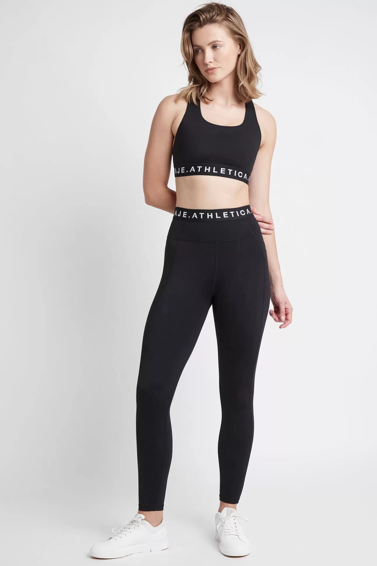 Aje ATHLETICA Logotape Laser Cut Full Length Legging 208 Black/White Fashion