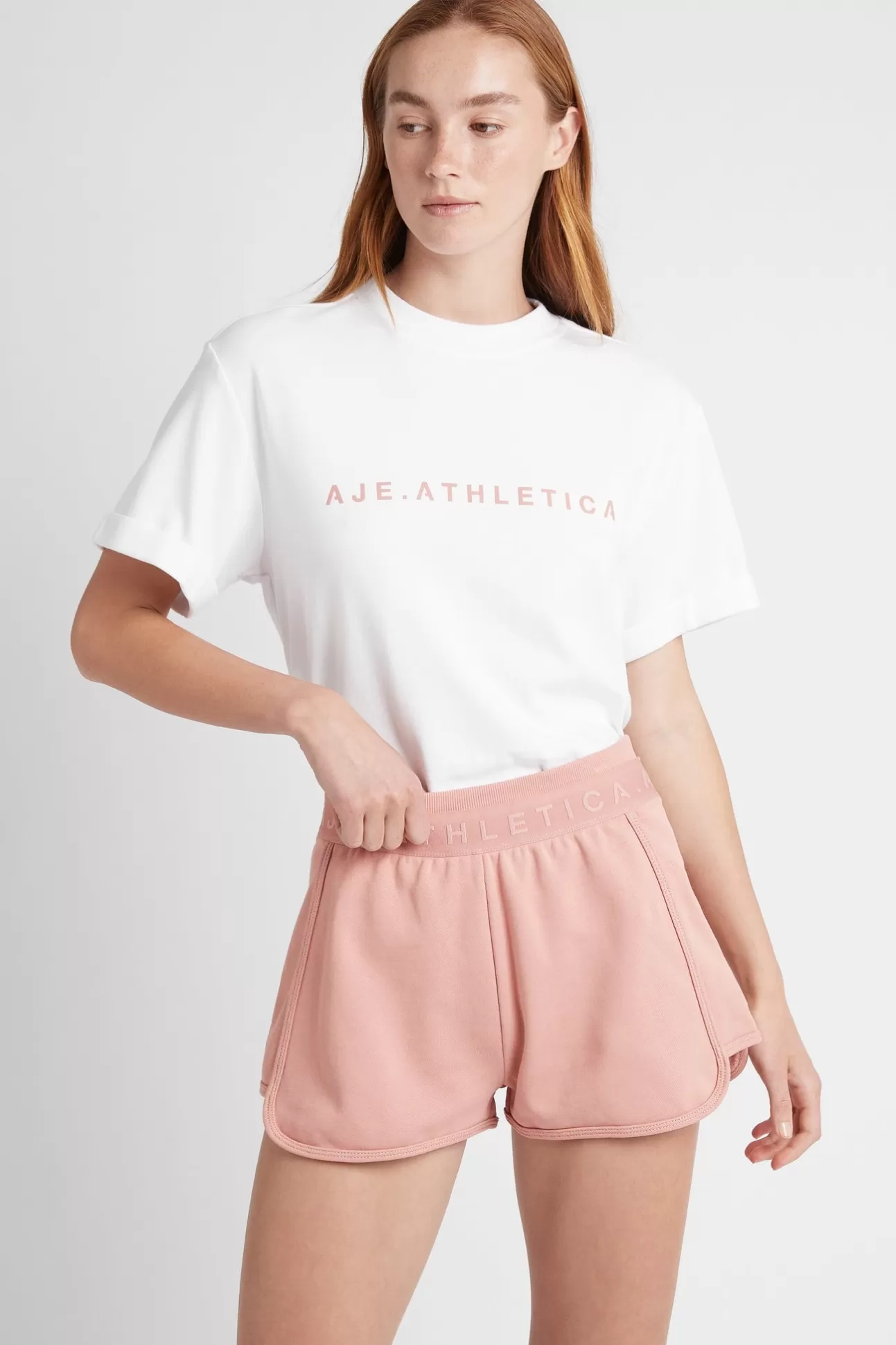 Aje ATHLETICA Logotape Sweat Shorts 604 Sunset Pink Hot