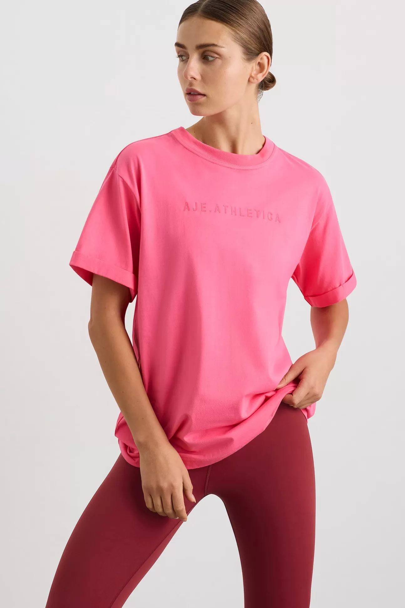 Aje ATHLETICA Long Classic Tee 102 Rouge Pink Fashion