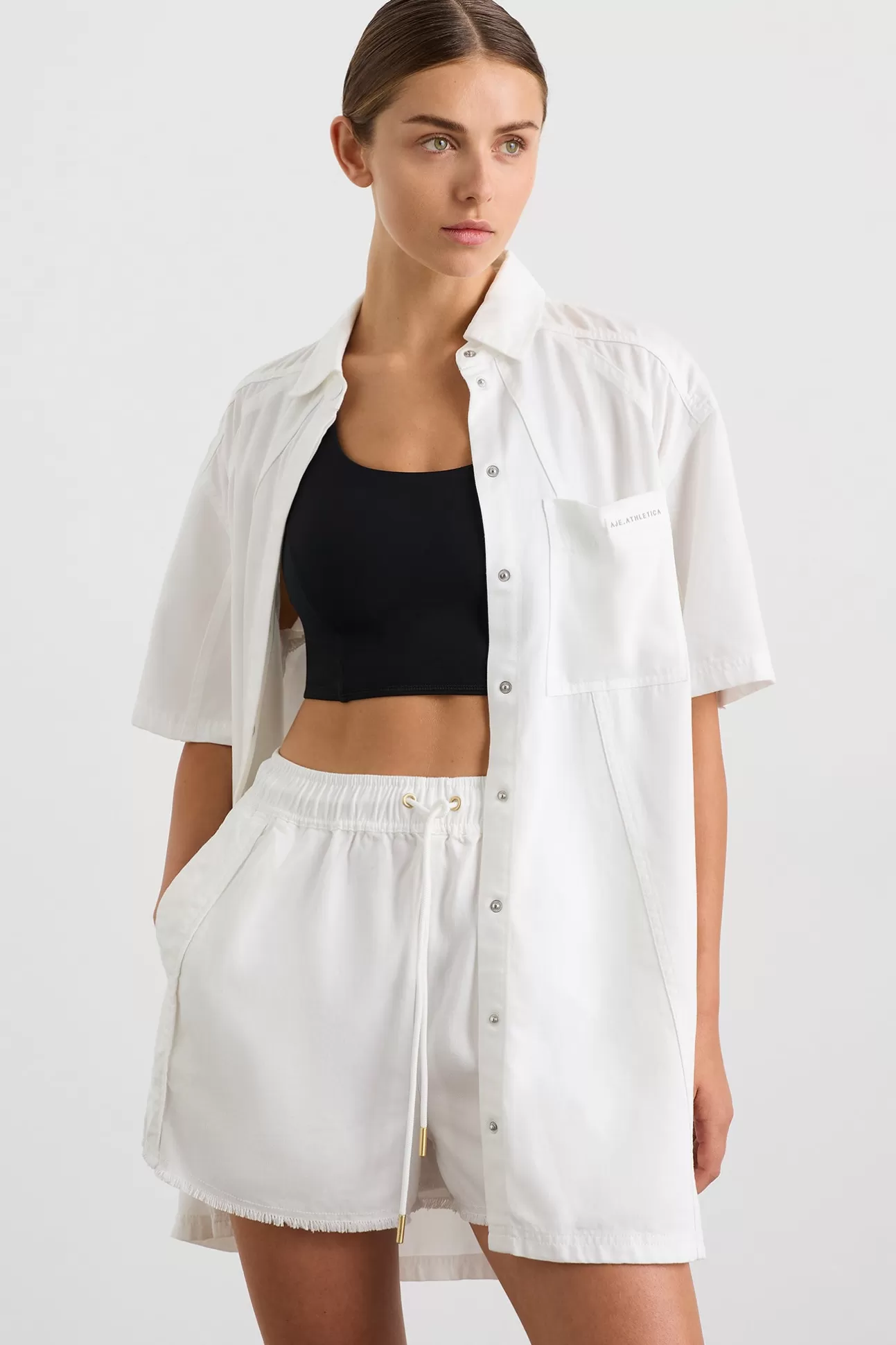 Aje ATHLETICA Long Line Shirt 425 White Cheap