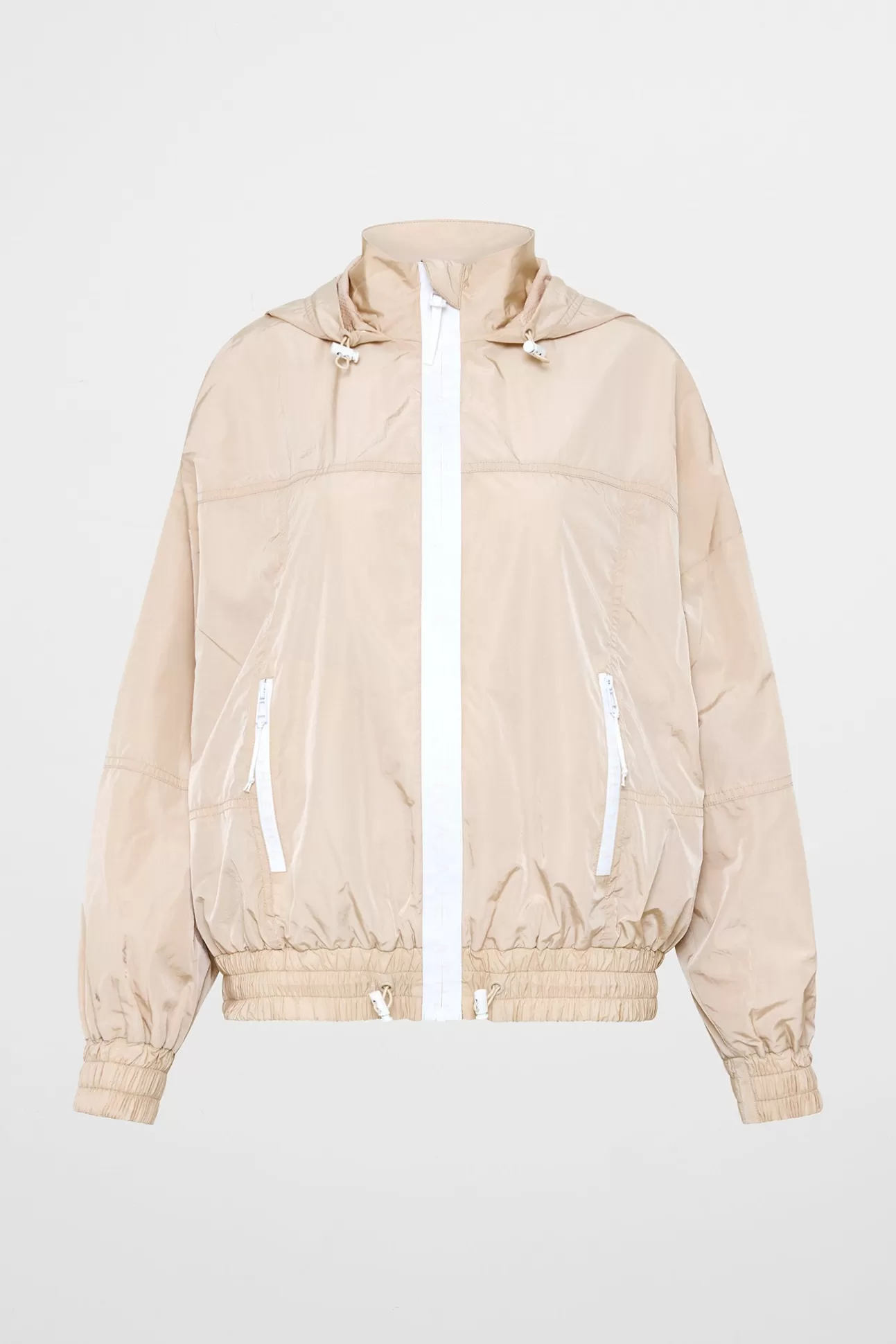 Aje ATHLETICA Long Line Spray Jacket Latte Beige Flash Sale