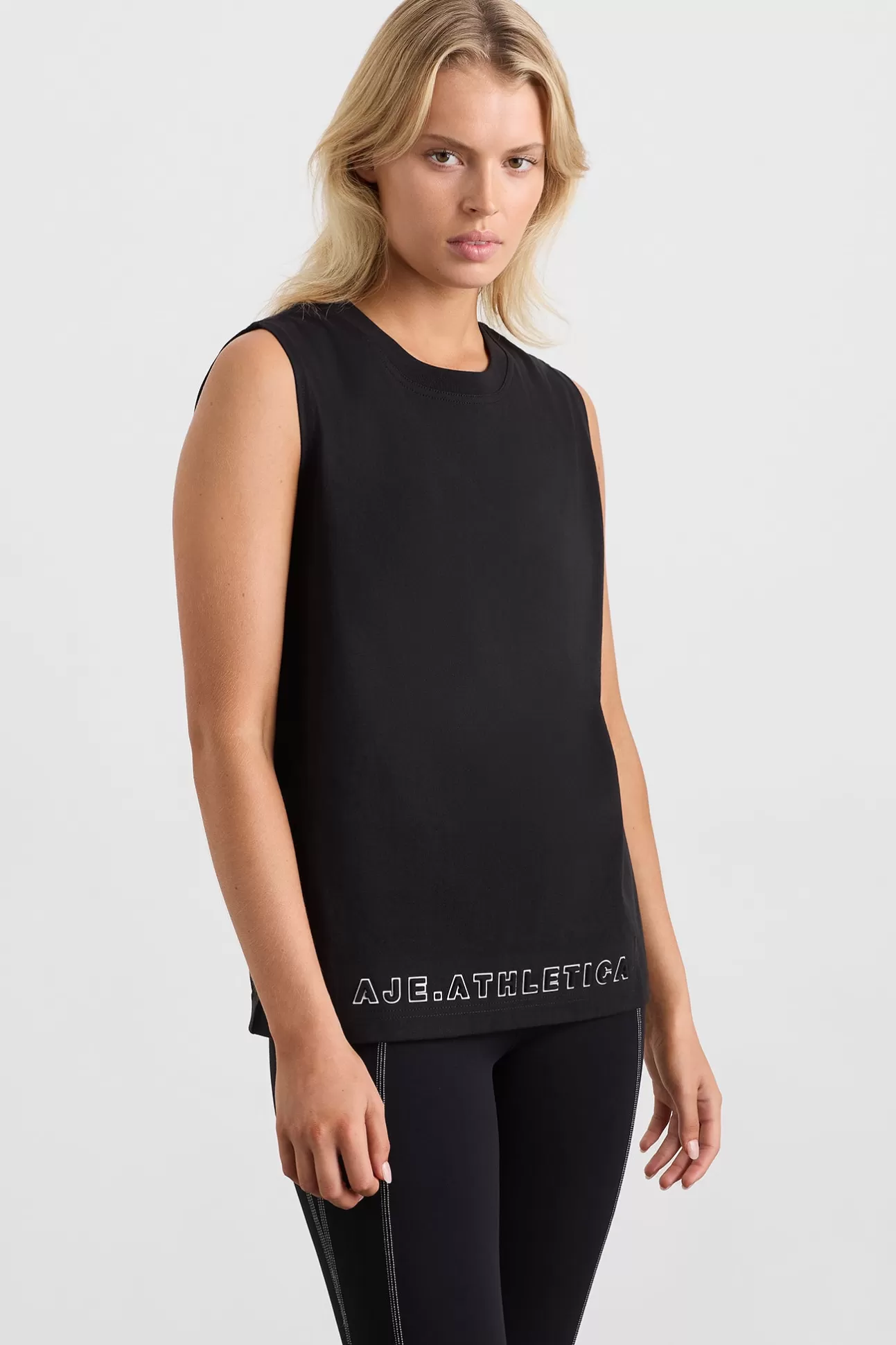 Aje ATHLETICA Long Line Tank 155 Black Fashion