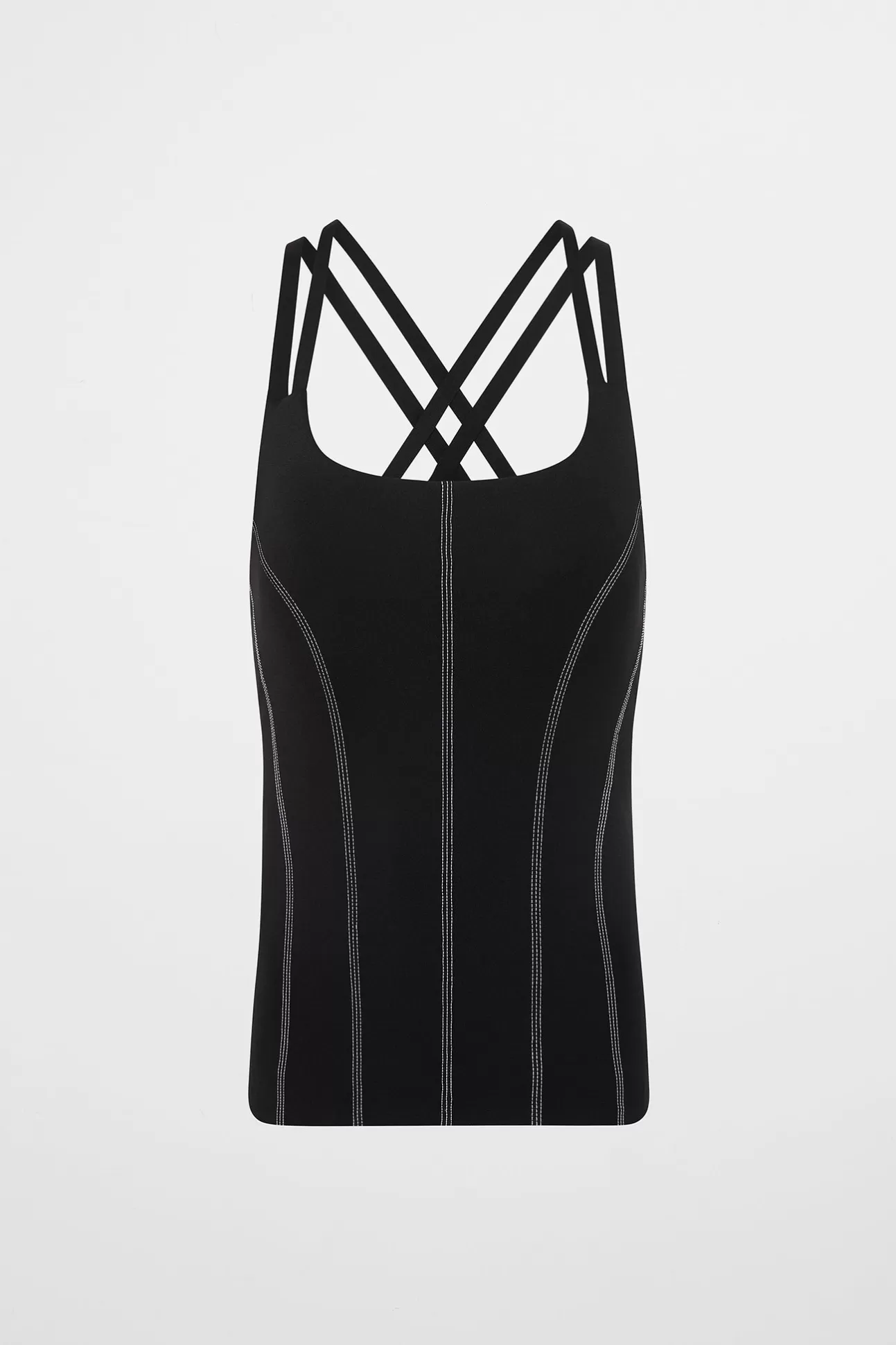 Aje ATHLETICA Long Line Top Stitch Tank 123 Black New