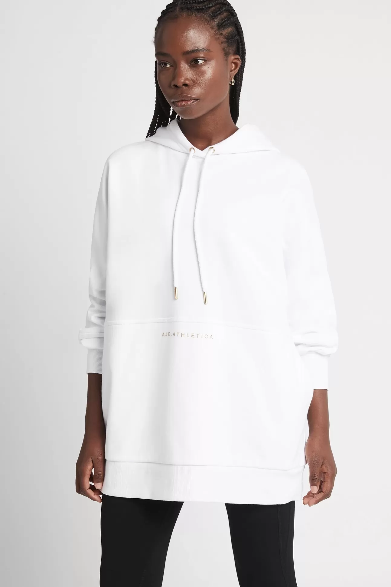 Aje ATHLETICA Long Sleeve Hoodie Dress 804 White/Gold Online