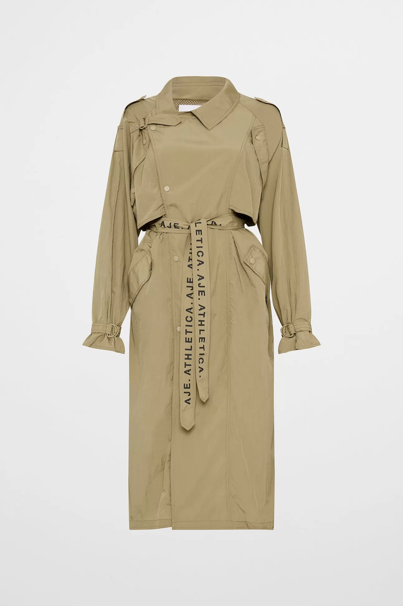 Aje ATHLETICA Longline Belted Trench 703 Soft Khaki/Black Cheap