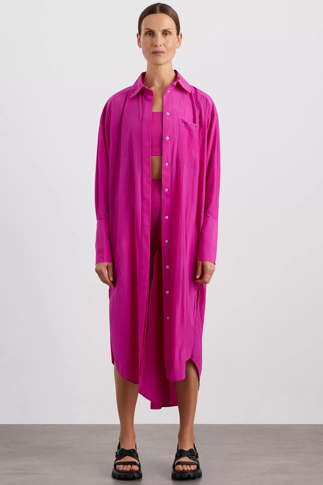 Aje ATHLETICA Longline Oversized Shirt 441 Power Pink Cheap